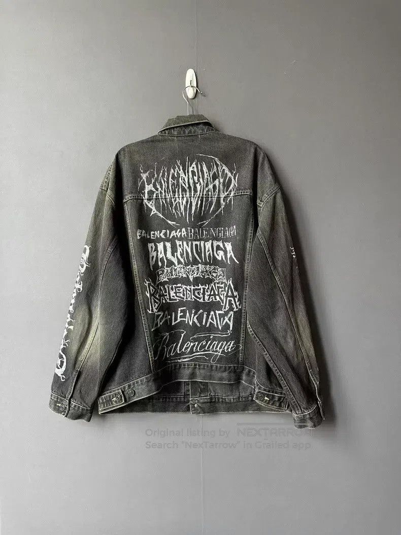 Balenciaga Balenciaga Sanskrit Graffiti Denim Jacket Size US XS / EU 42 / 0 - 2 Thumbnail