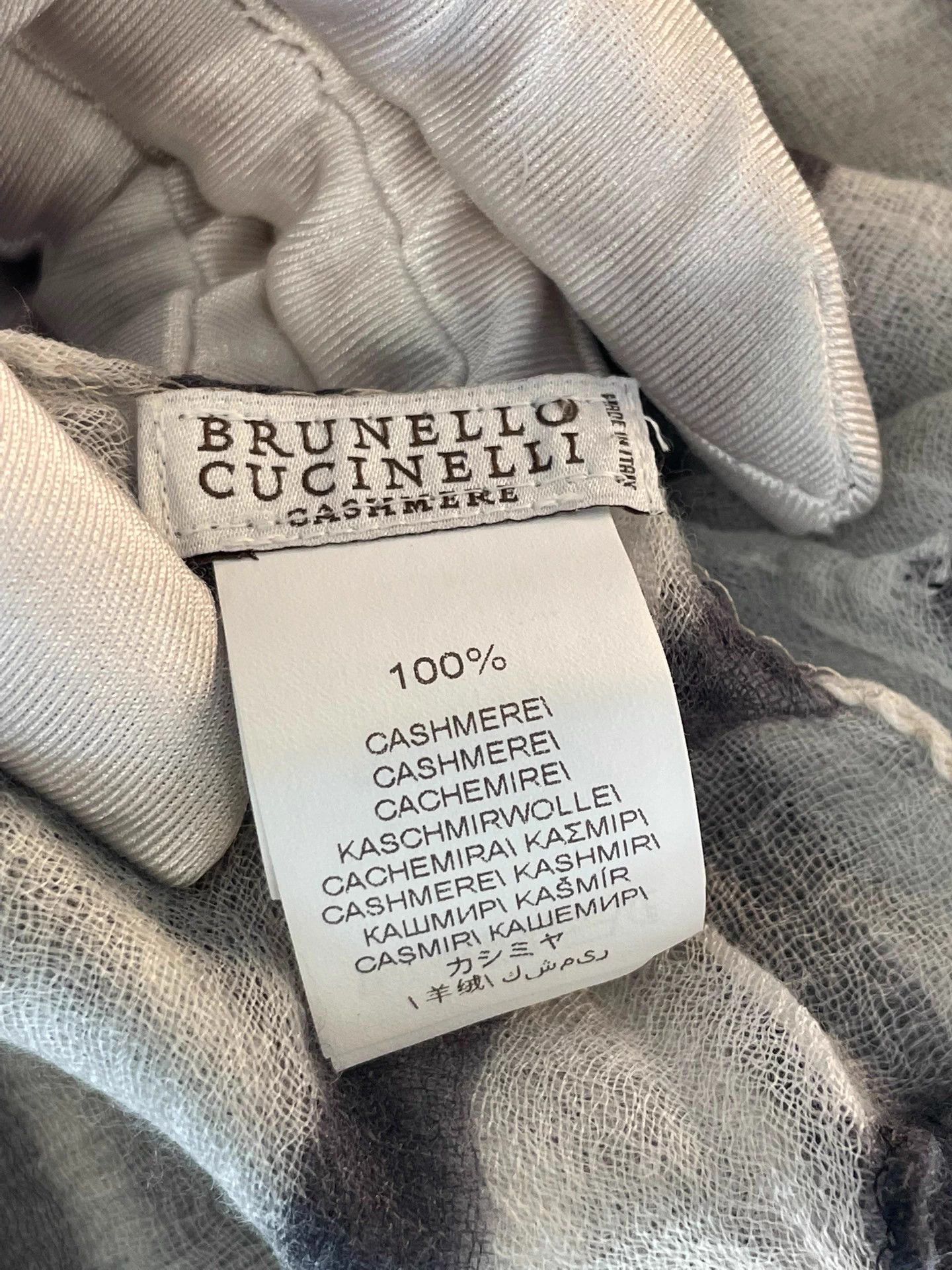 Brunello Cucinelli BC yellow striped cashmere lightweight scarf Size ONE SIZE - 7 Thumbnail