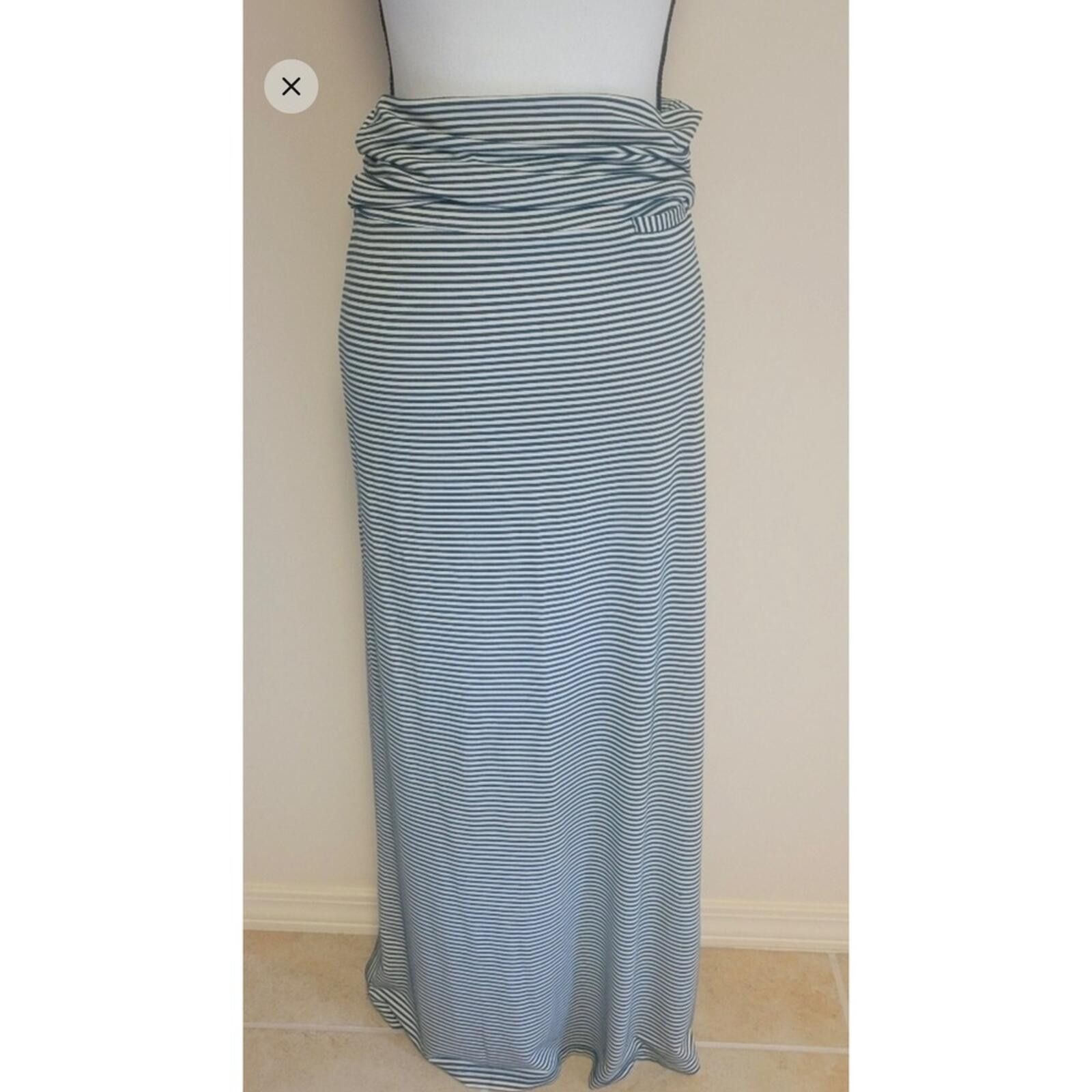 KAVU KAVU Womens Green White Striped Fold Over Maxi Skirt XS Size 26" / US 2 / IT 38 - 1 Thumbnail