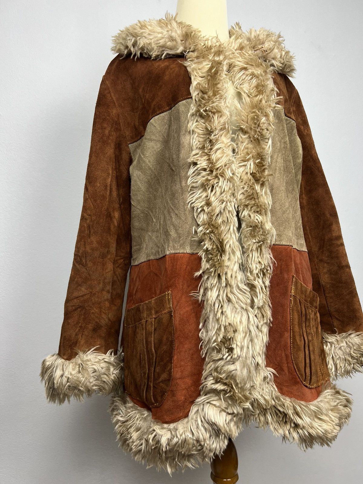Vintage VINTAGE 70s Penny Lane Patchwork Suede Coat Size US M / EU 48-50 / 2 - 3 Thumbnail