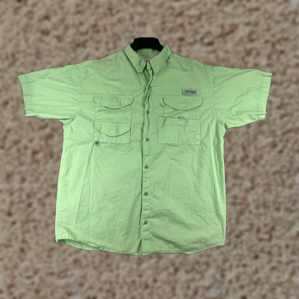 Vintage Columbia Mens Button-Up Shirt XL Green Cotton Angler Fishing PFG Vented Casual Size US XL / EU 56 / 4 - 1 Thumbnail