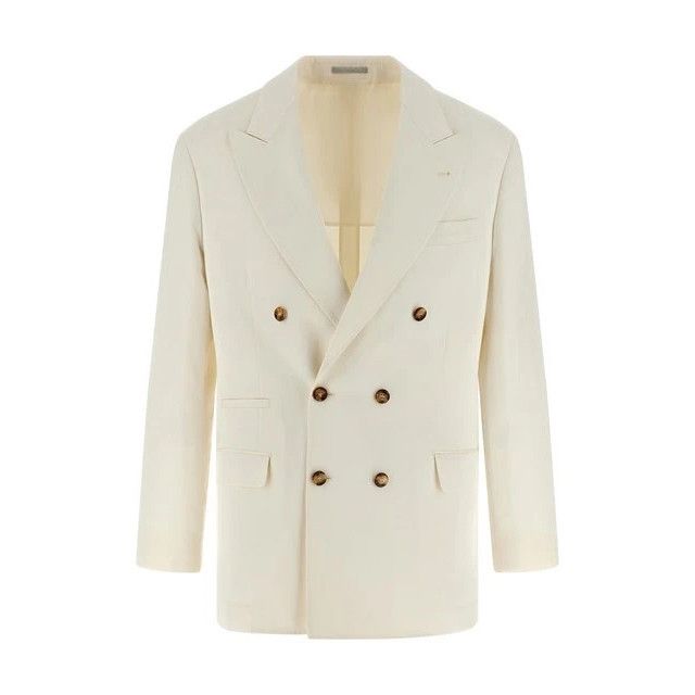 Brunello Cucinelli BRUNELLO CUCINELLI White Linen/Silk Blazer Jacket New & Auth Size US XXL / EU 58 / 5 - 1 Thumbnail