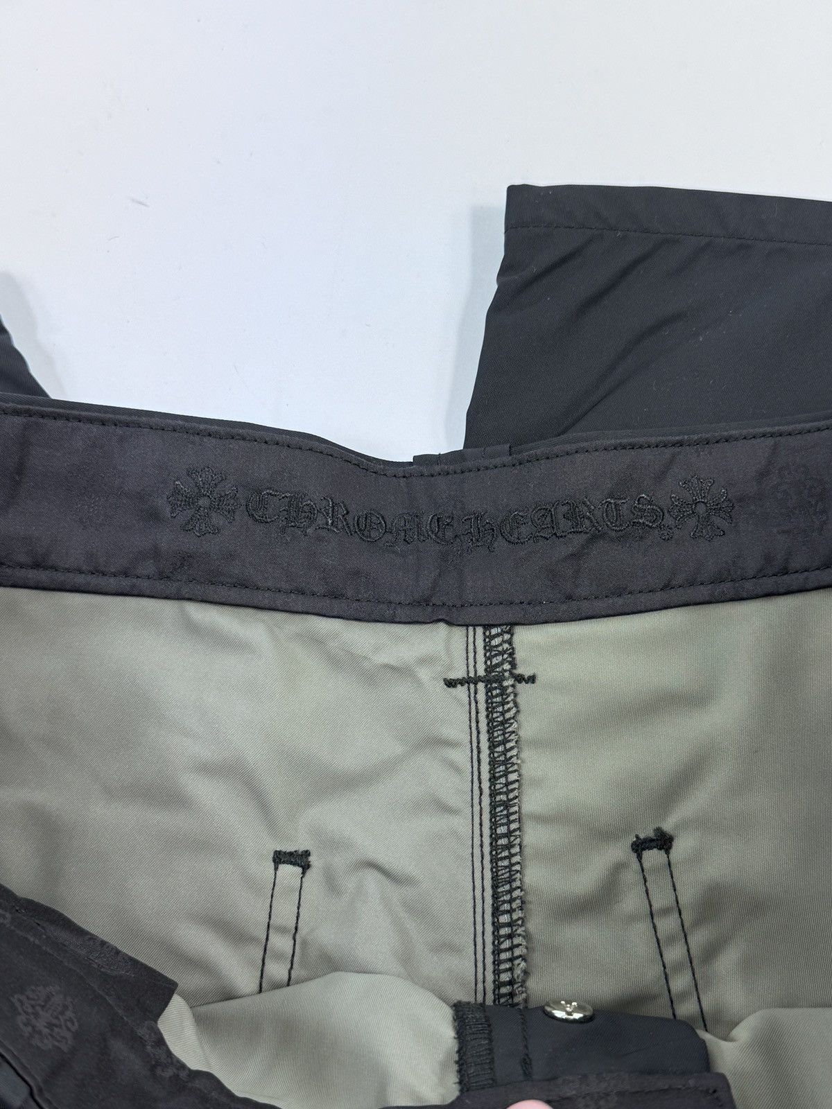 Chrome Hearts LEATHER PANEL SINGLE LEATHER CROSS NYLON SHORTS Size US 34 / EU 50 - 9 Thumbnail