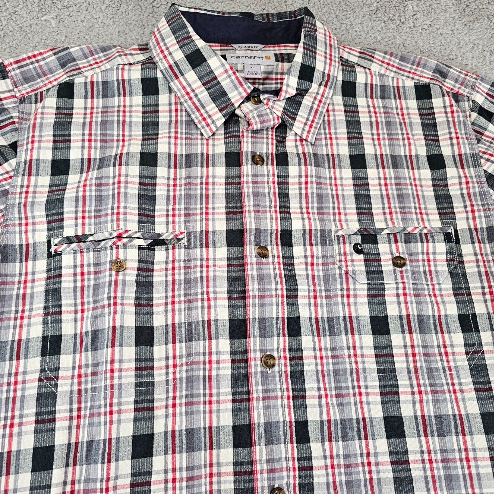 Carhartt Carhartt Shirt Mens XL Gray Check Relaxed Fit Button-Up Casual Workwear Shirt Size US XL / EU 56 / 4 - 2 Thumbnail