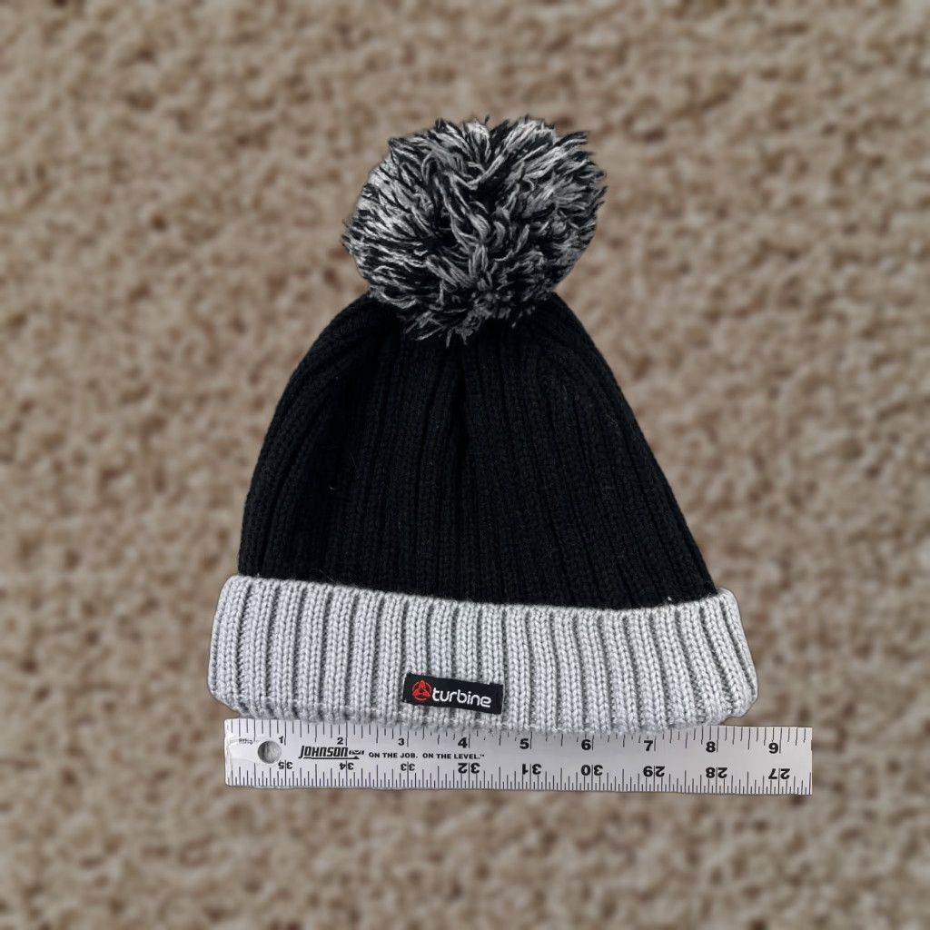 Vintage Turbine Beanie Adult One Size Black Gray Cable Knit 100% Acrylic Pom Vintage No (if applicable) Mens Beanie Size ONE SIZE - 1 Thumbnail