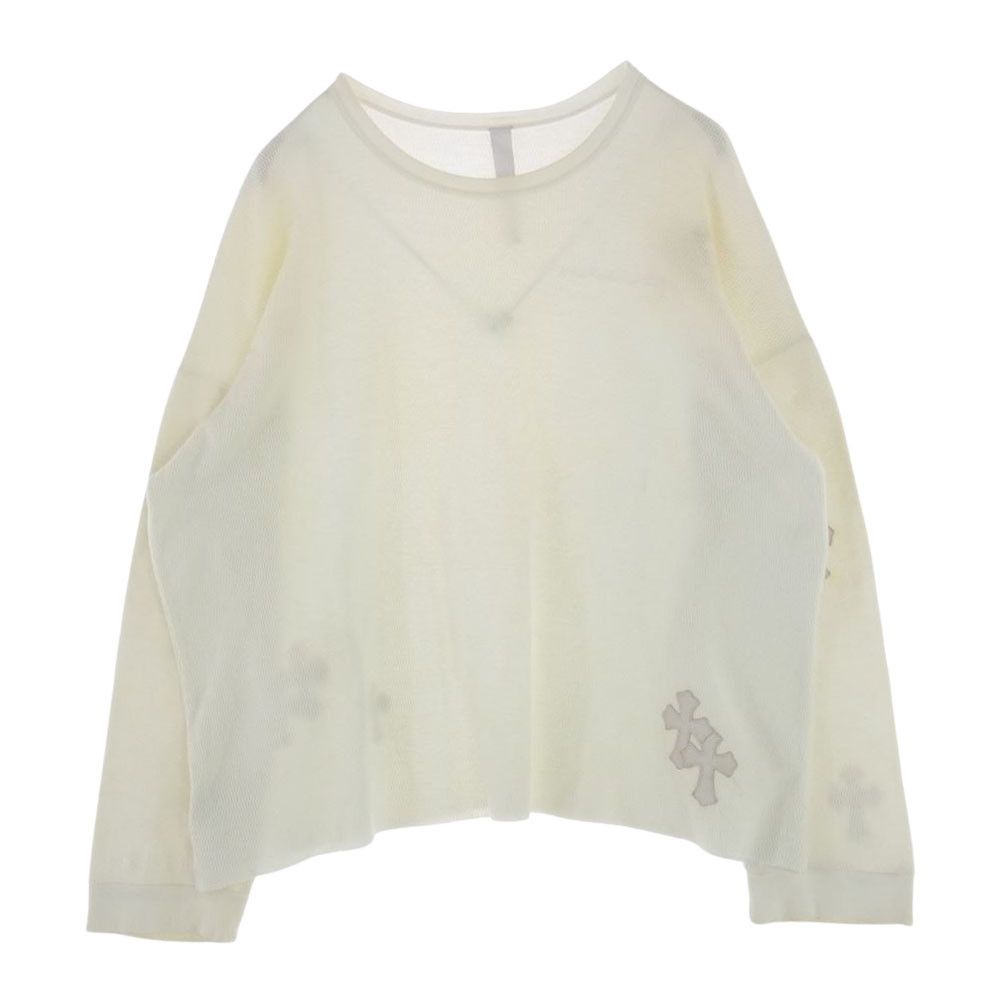 image of Chrome Hearts Cross Patch Thermal Long Sleeve Shirt in Off White, Men's (Size XL)
