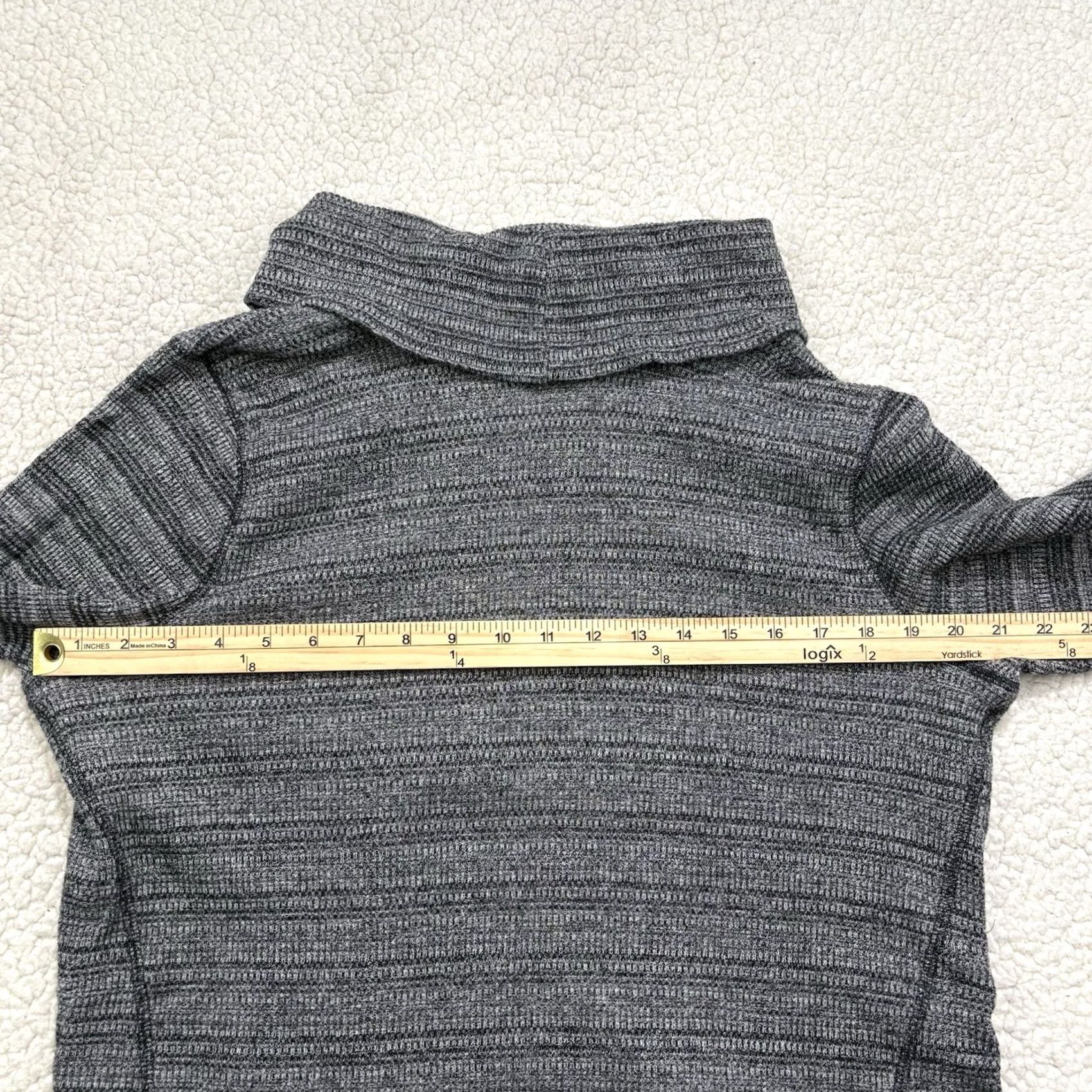 J. Jill J.Jill Cowl Neck Sweater Gray Side Cinch Ruched Ties Knit Marled Large Petite White Guide: Gray Size L / US 10 / IT 46 - 6 Thumbnail