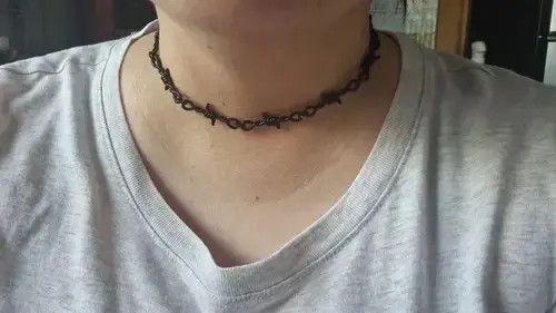 VIBE Unisex Small Black Barbed Wire Choker Necklace Size ONE SIZE - 4 Thumbnail
