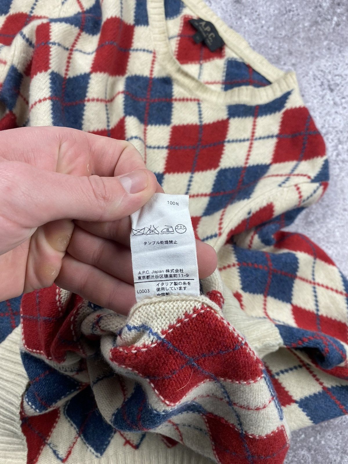 A.P.C. Vintage knit A.P.C sweater Japan style checkered Merino wool Size US M / EU 48-50 / 2 - 6 Thumbnail