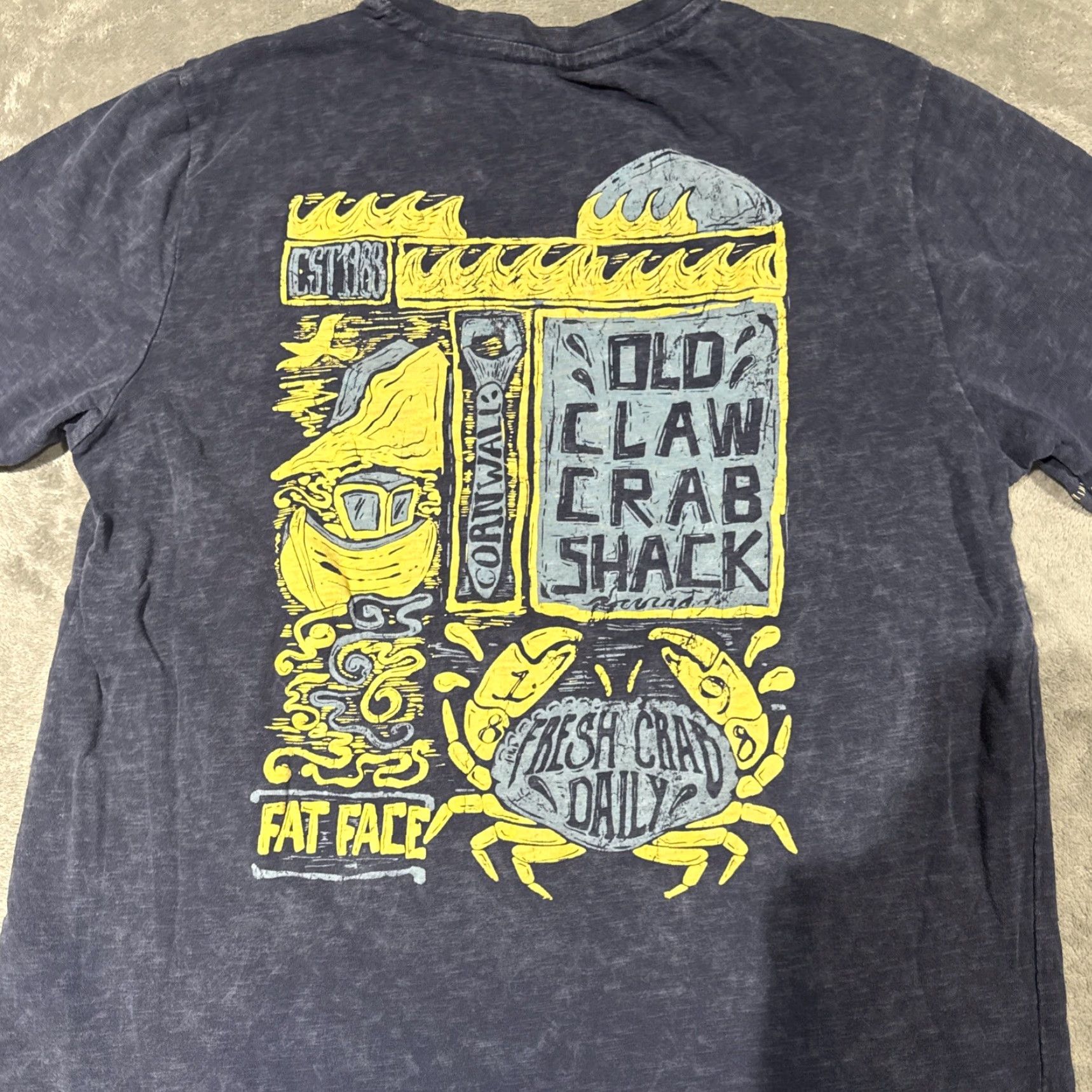 FatFace Fat Face T Shirt Mens Large Blue Graphic Print Old Claw Crab Shack Size US L / EU 52-54 / 3 - 5 Thumbnail