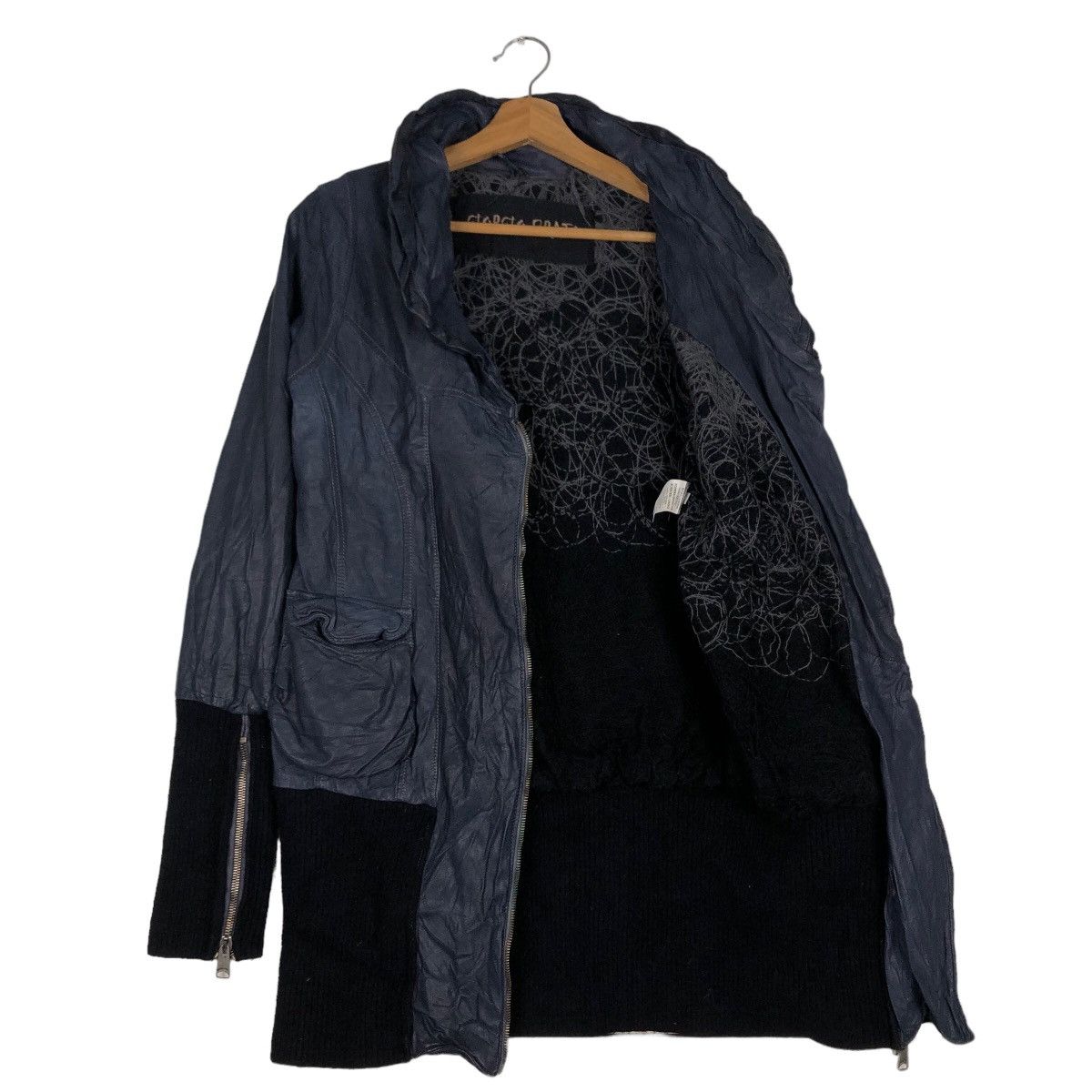 Giorgio Brato 🔥Vtg Cropped Leather Jacket Biker Wool Blanket Giorgi Brato Size US S / EU 44-46 / 1 - 9 Thumbnail