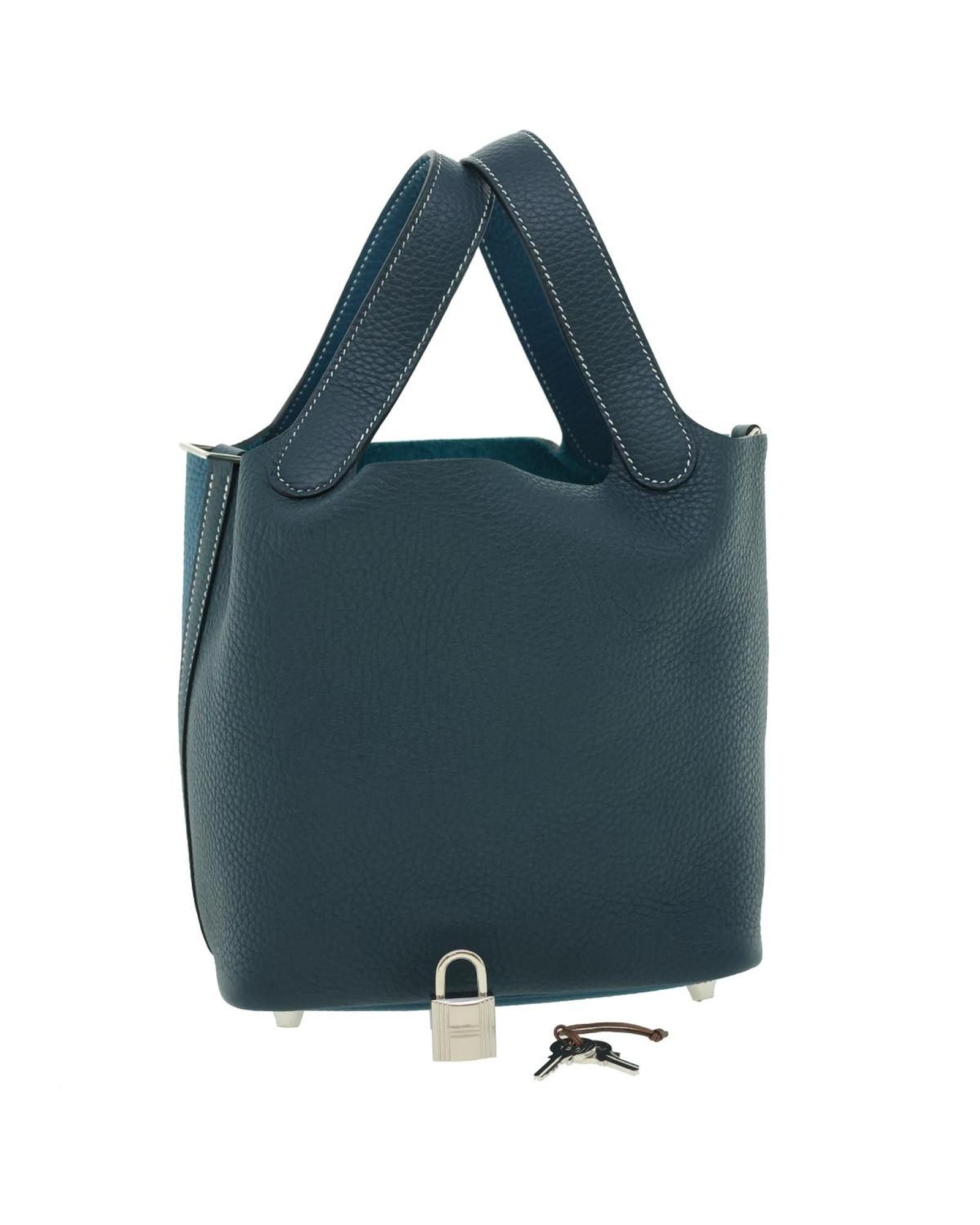 image of Hermes Picotin Rock 18 Pm Hand Bag Taurillon Clemence in Blue, Women's