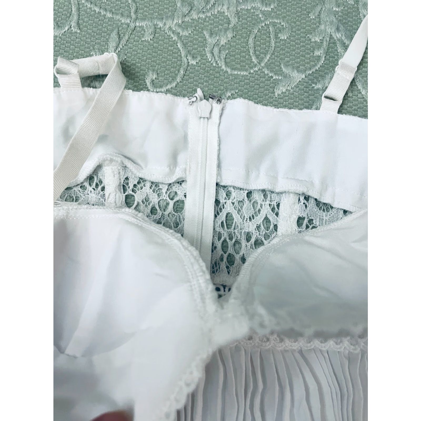 Vintage ASOS DESIGN Lace Tiered Mini Dress Women’s Small White Corset Bustier Party Boho Size S / US 4 / IT 40 - 4 Thumbnail
