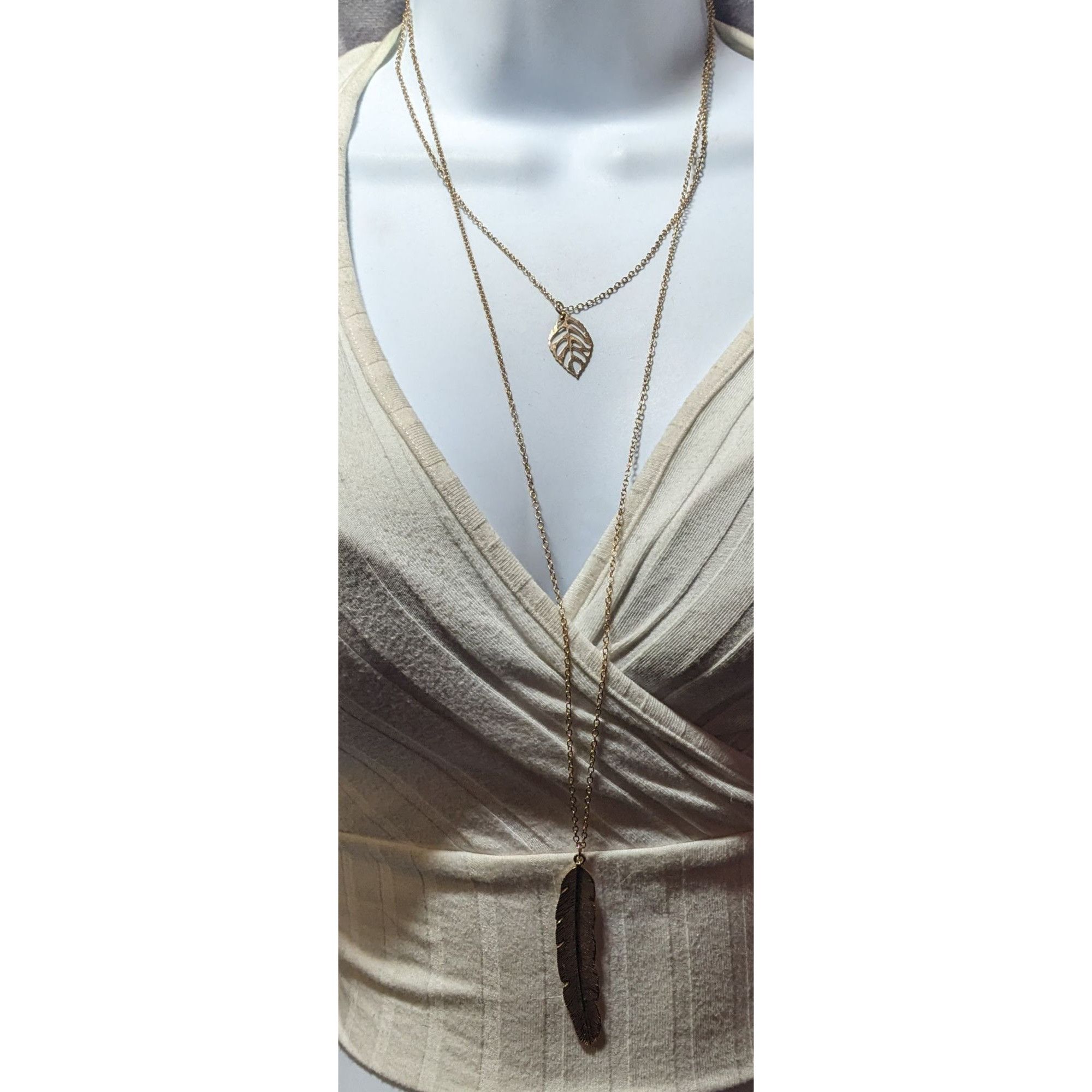 Other Bohemian Gold Tone Multilayer Feather And Leaf Pendant Neckl Size ONE SIZE - 2 Thumbnail