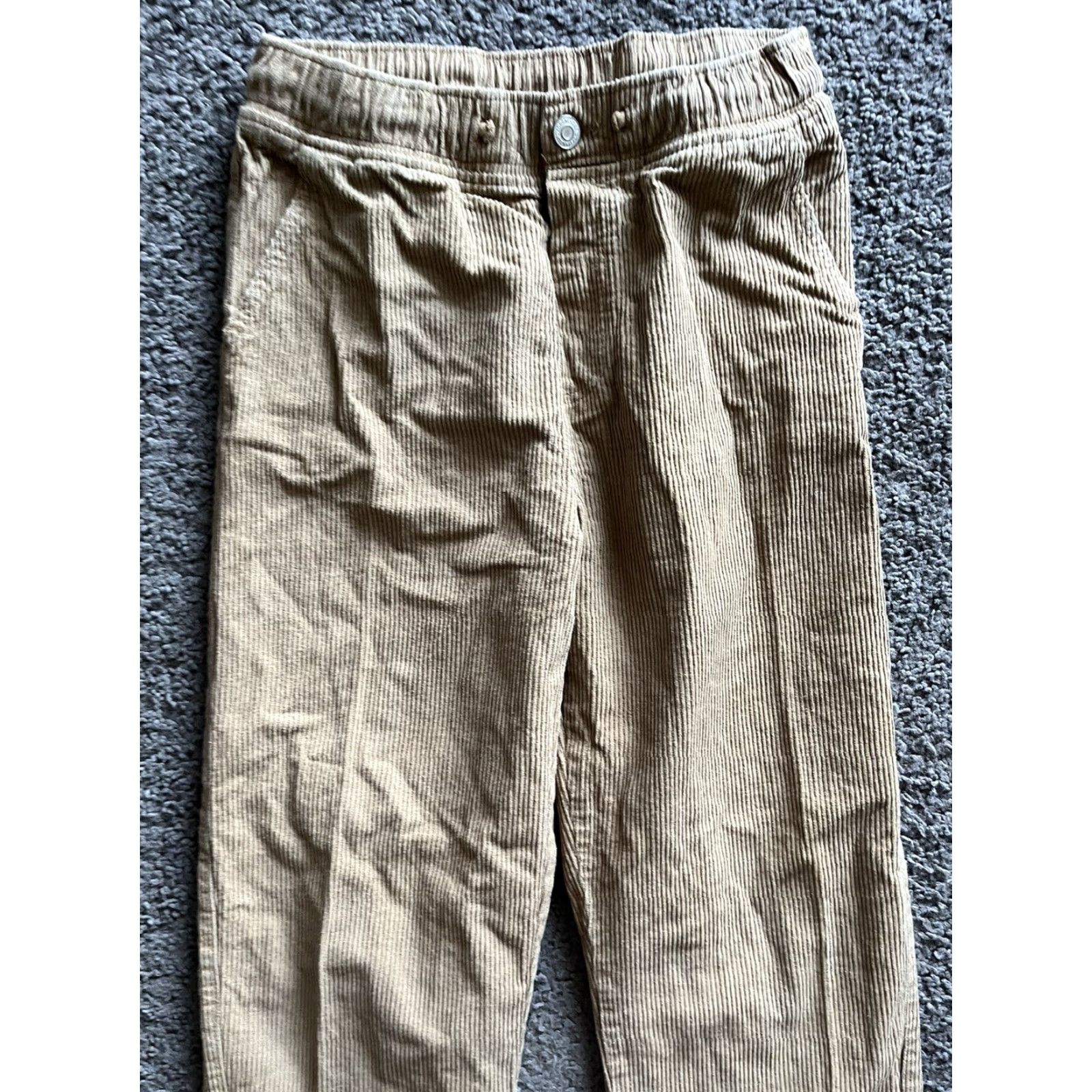 H&M H&M Jeans Woman Loose Fit 14 Khaki Corduroy Drawstring Wide-Leg 14 Brown Womens Jeans Corduroy Drawstring H&M Couple Ample 14 Size 36" / US 14 / IT 50 - 2 Thumbnail