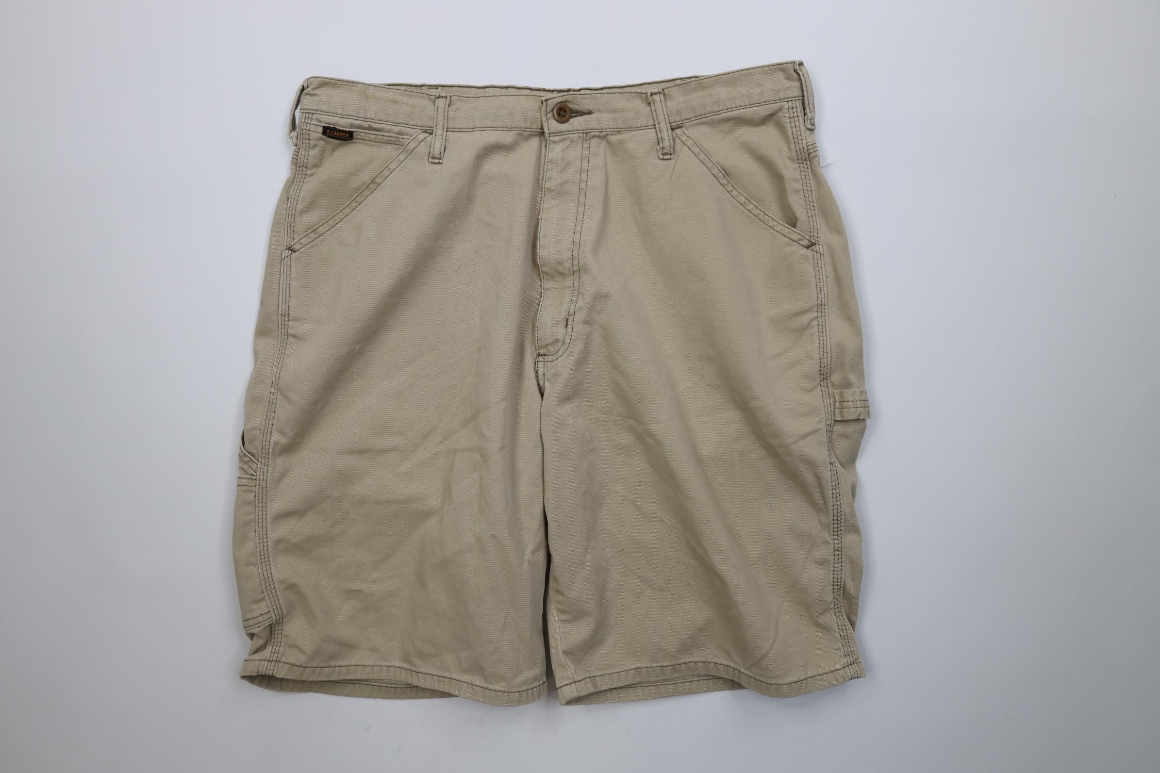 Polo Ralph Lauren Vintage 90s Ralph Lauren Baggy Carpenter Shorts Beige Cotton Size US 34 / EU 50 - 1 Thumbnail