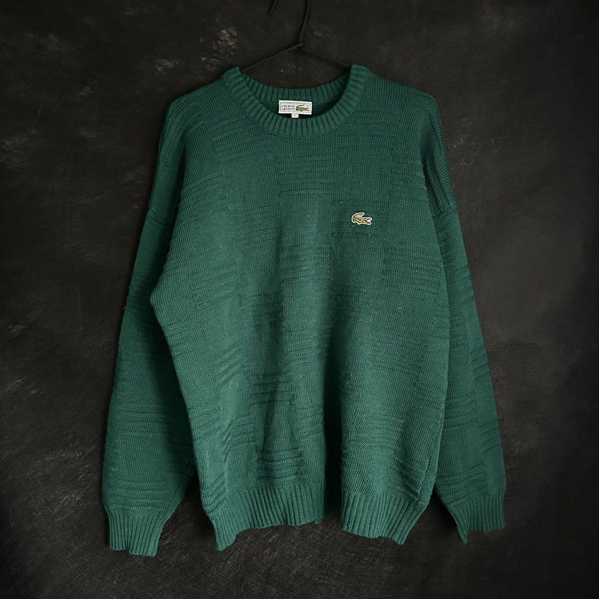 Lacoste Vintage OG 90s Lacoste France Dark Green Oversize Sweater Size US L / EU 52-54 / 3 - 1 Thumbnail