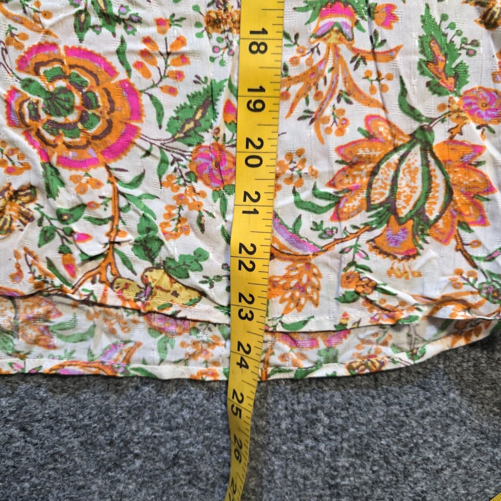 Nicole Miller Nicole Miller Top Womens Size Medium Green Orange Floral Puffed Sleeve Casual Blouse Size M / US 6-8 / IT 42-44 - 7 Thumbnail