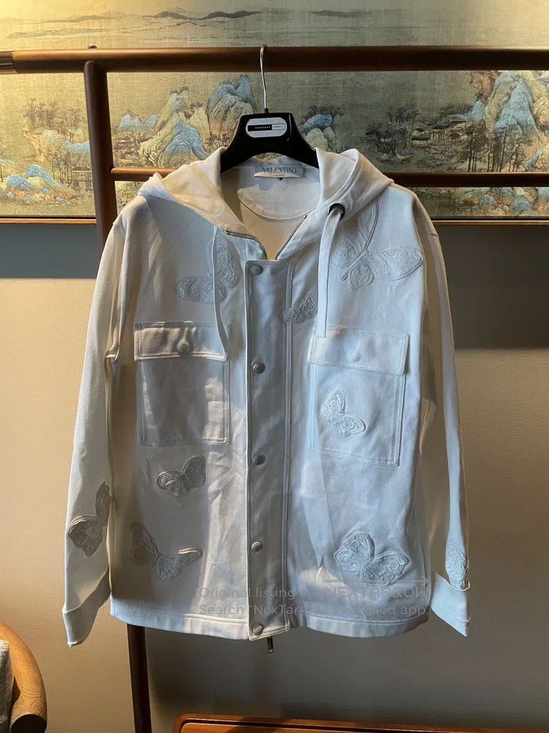 Valentino Valentino White butterfly embroidered hooded jacket Size US M / EU 48-50 / 2 - 1 Thumbnail