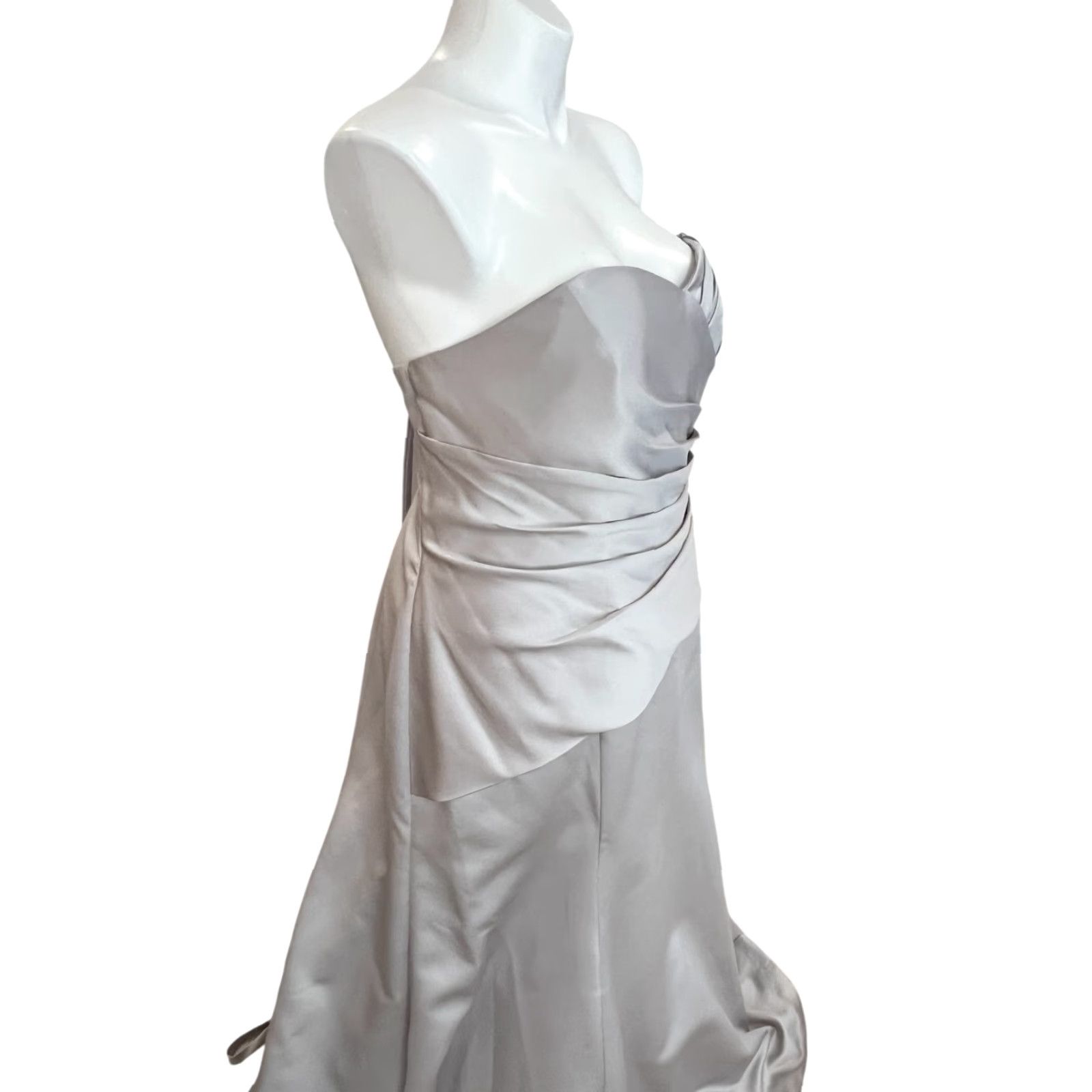 NWT Silver Bridesmaid Formal Dress 22W ALFRED ANGELO Moonlight Waltz A-Line  Formal Dress Satin Halter Sleeveless 54\" 7168W Womens