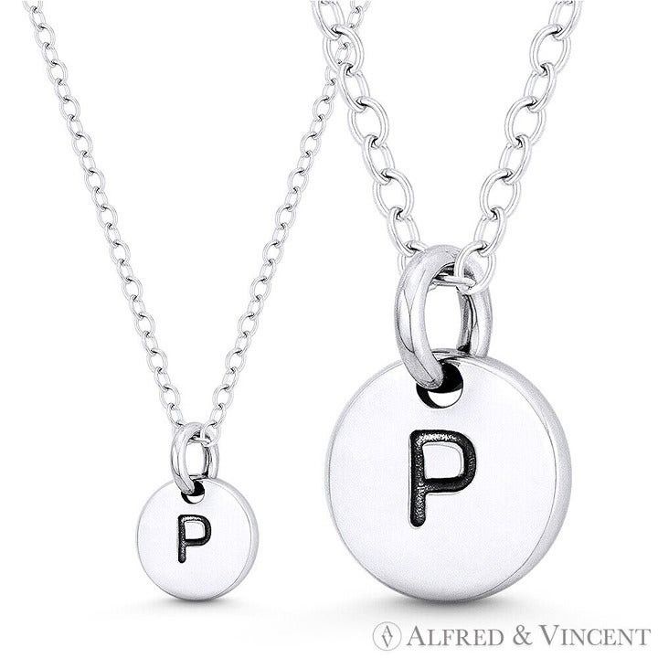 Other Initial Letter "P" Engraved Tiny Circle Pendant Size ONE SIZE - 1 Preview