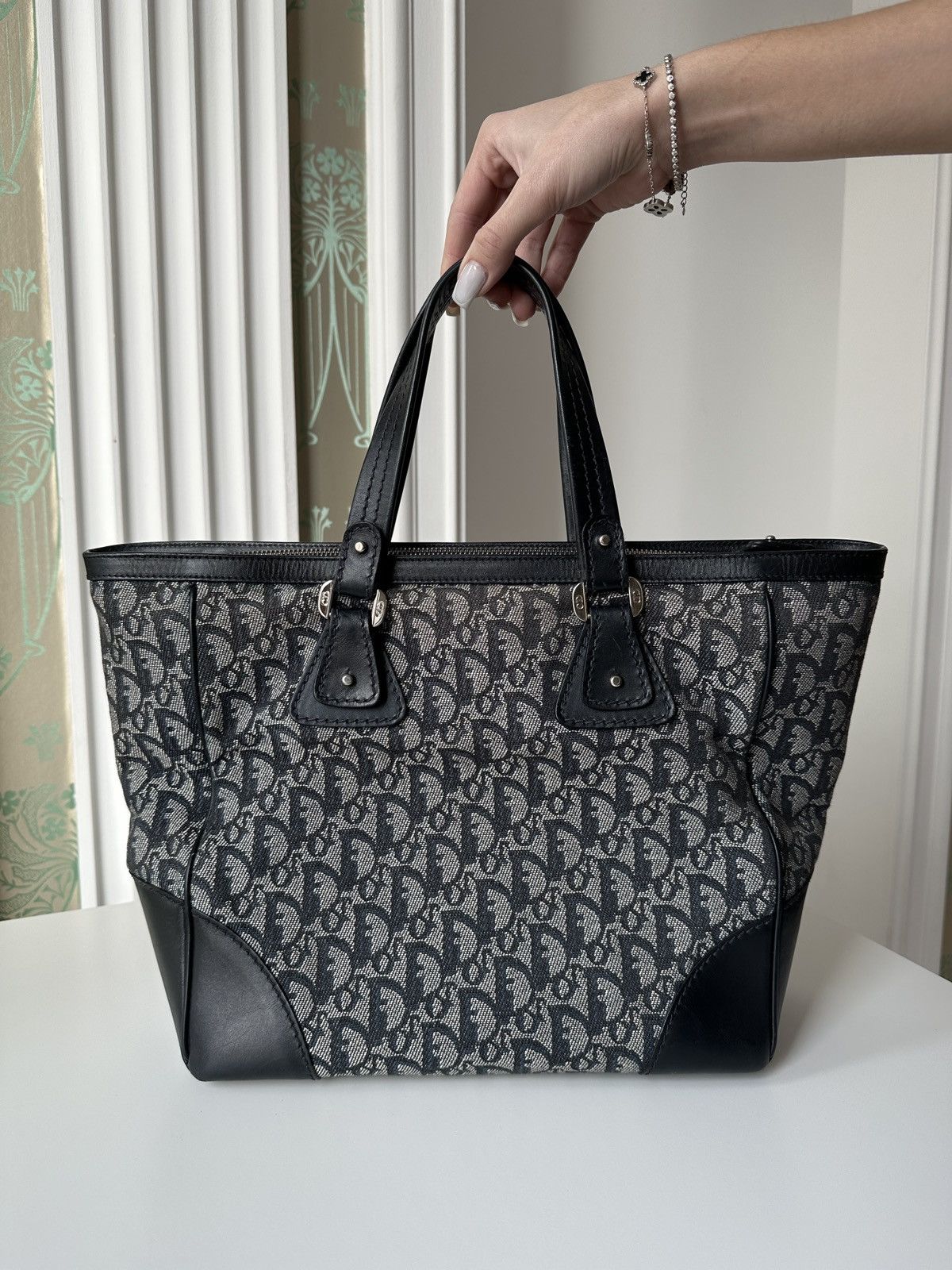 Christian Dior Monsieur DIOR Monogram Navy Diorissimo Canvas Medium Tote Bag Size ONE SIZE - 3 Thumbnail