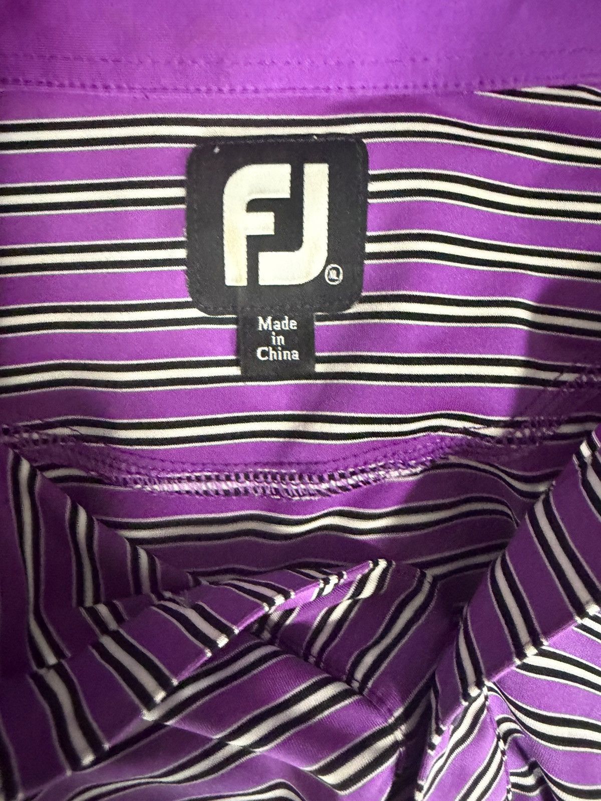 Footjoy FootJoy Purple Striped Polo Golf Performance Shirt Size XL. Size US XL / EU 56 / 4 - 5 Thumbnail