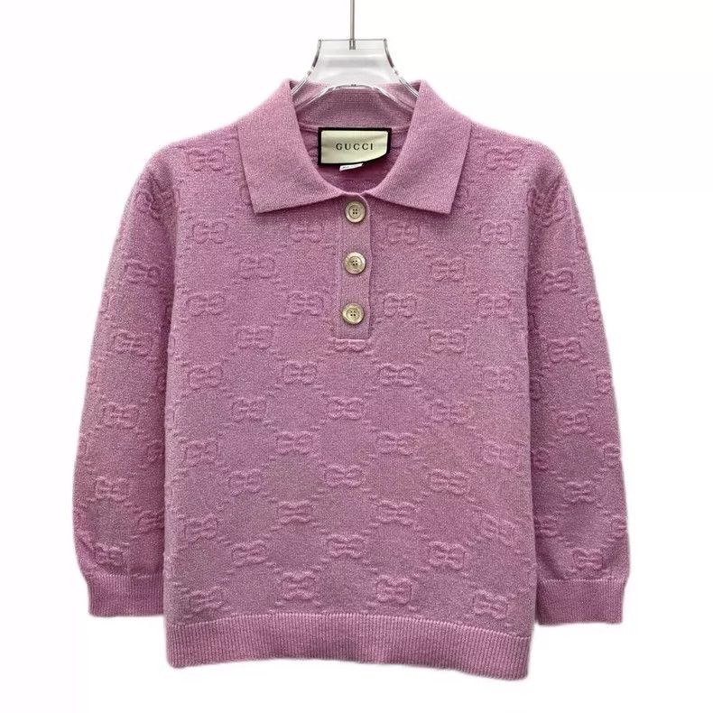 Gucci Gucci Pink and purple logo jacquard full-print wool lapel l Size S / US 4 / IT 40 - 1 Thumbnail