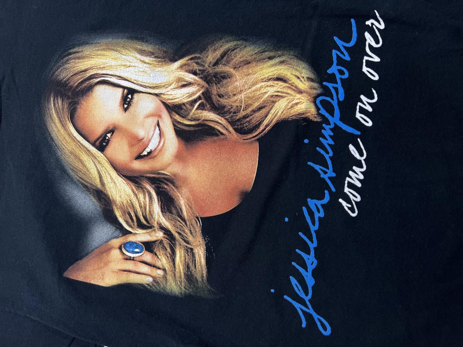 Gildan 2008 Jessica Simpson Come On Over Black Graphic T-Shirt Size S / US 4 / IT 40 - 2 Thumbnail
