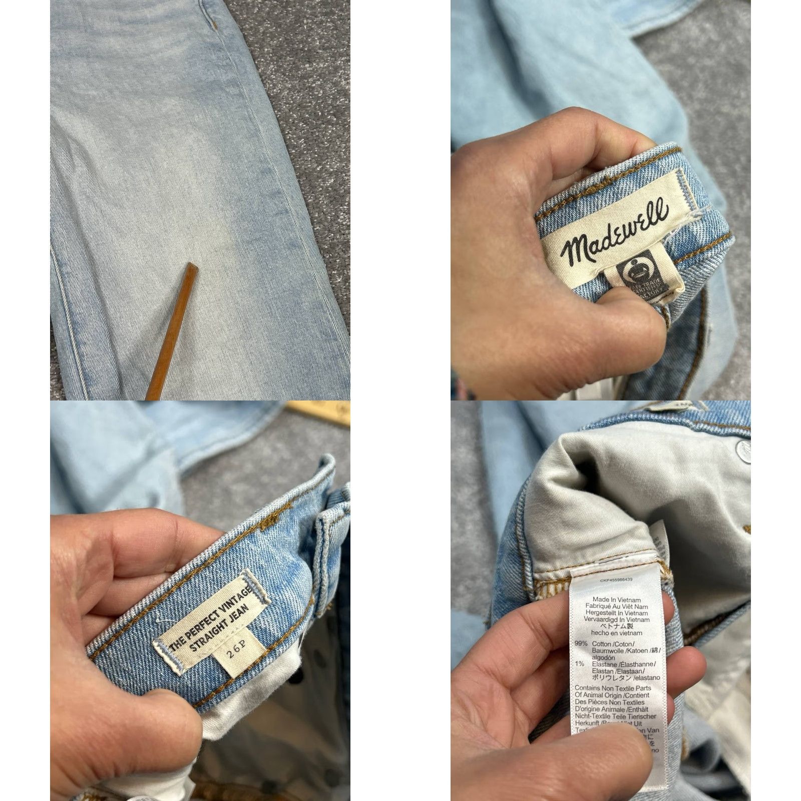 Madewell Madewell The Perfect Vintage Straight Jeans Womens 26 Blue Denim Mid Rise 27x25 Size 26" / US 2 / IT 38 - 8 Thumbnail