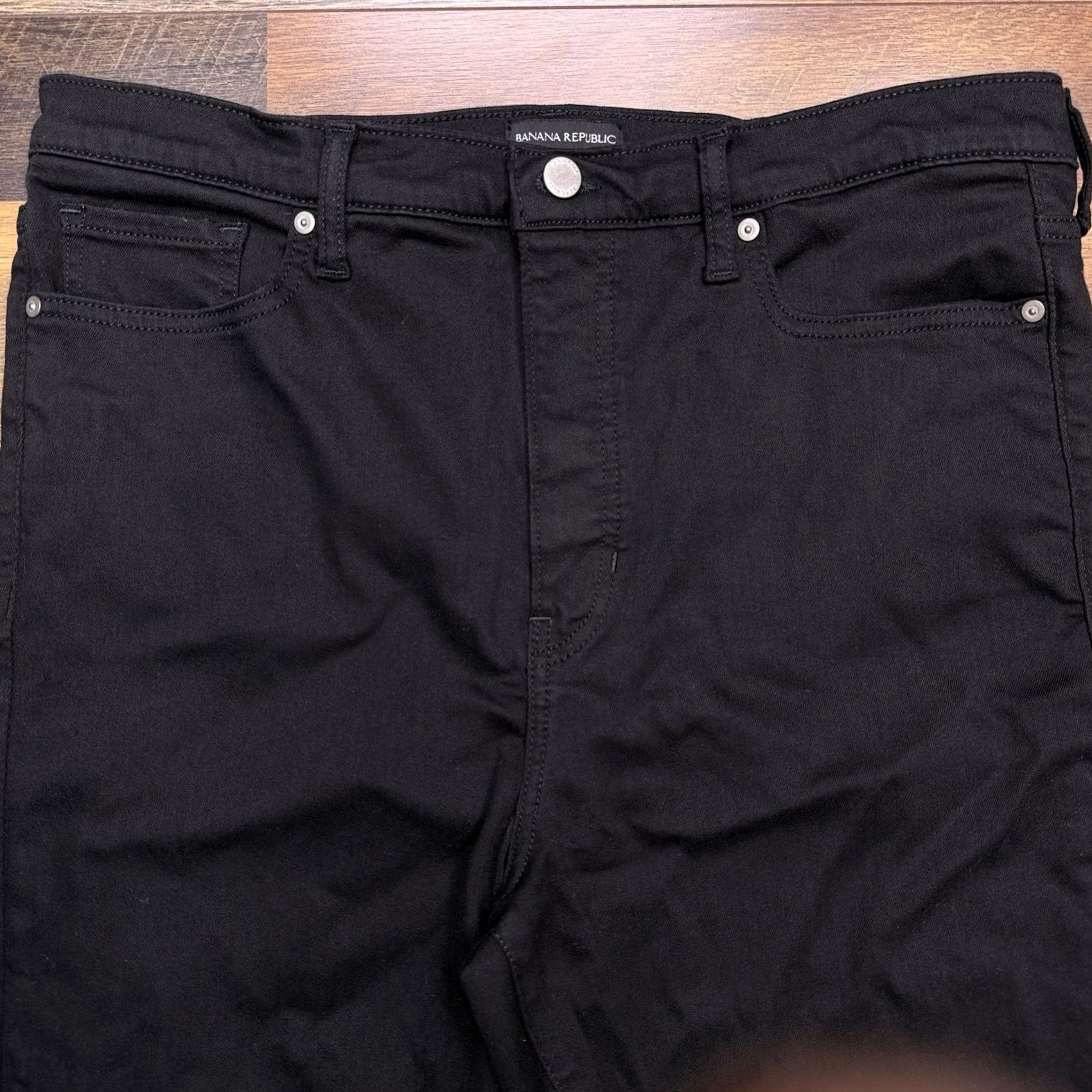 Banana Republic Banana Republic Jeans Flare High Rise Black 33 Stretch Denim 5-Pocket Zipper Womens Size 24" / US 00 / IT 34 - 3 Thumbnail