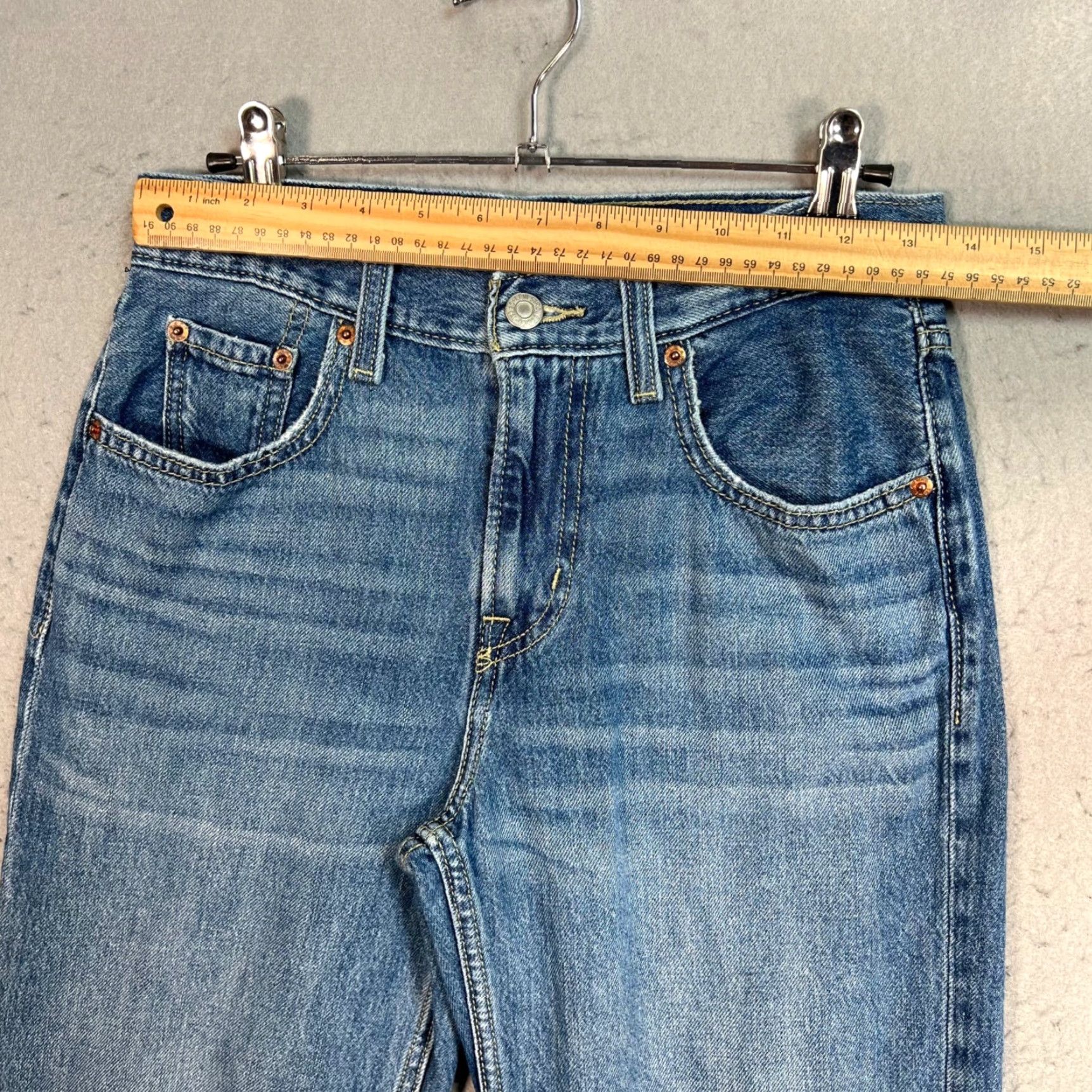 Levi's Levis Womens Size 25 Low Pro Straight Jeans Distressed Blue Denim Size 42" / US 20 - 6 Thumbnail
