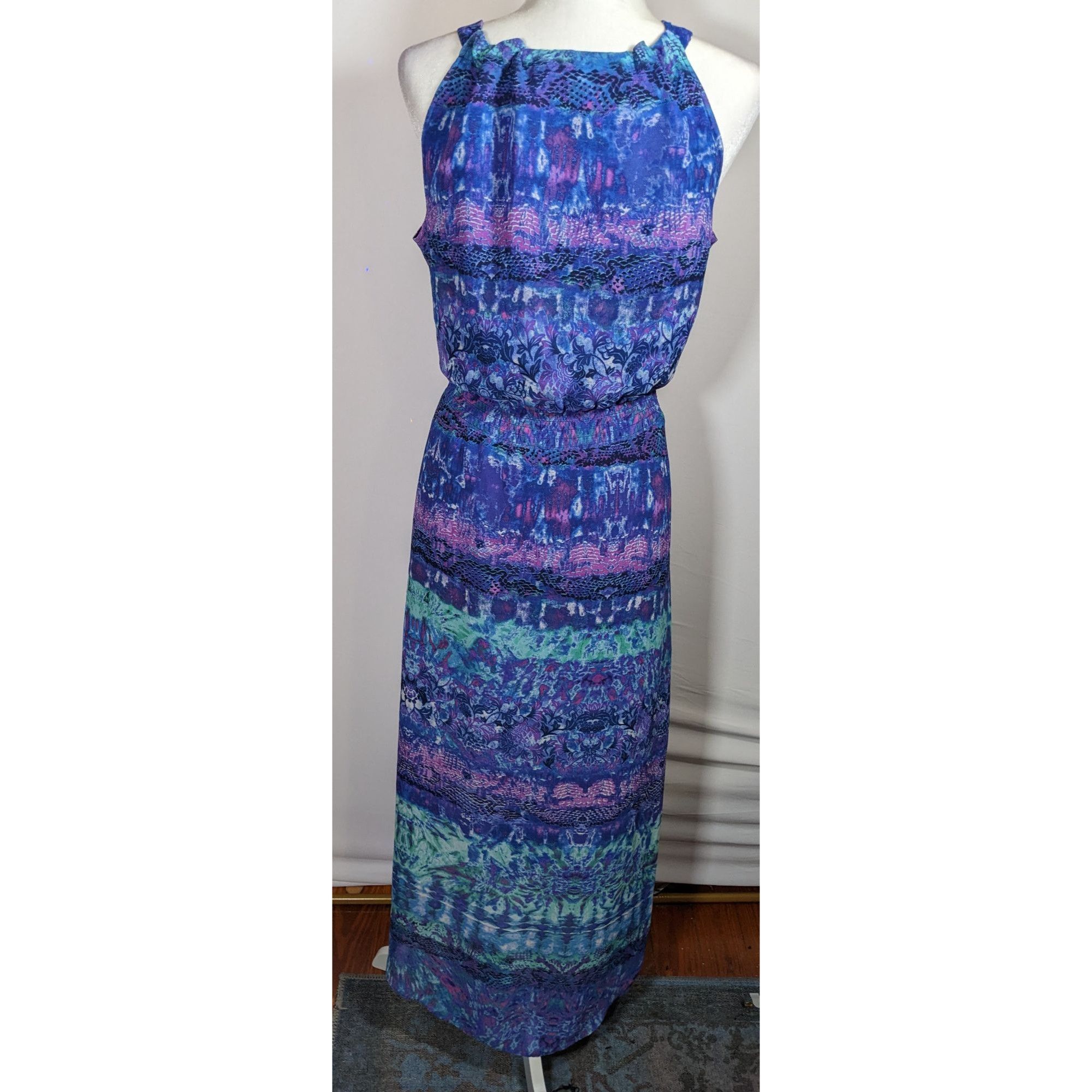 Chicos Chico's Blue And Purple Floral And Snake Print Dress Size XXL / US 16-18 / IT 52-54 - 5 Thumbnail