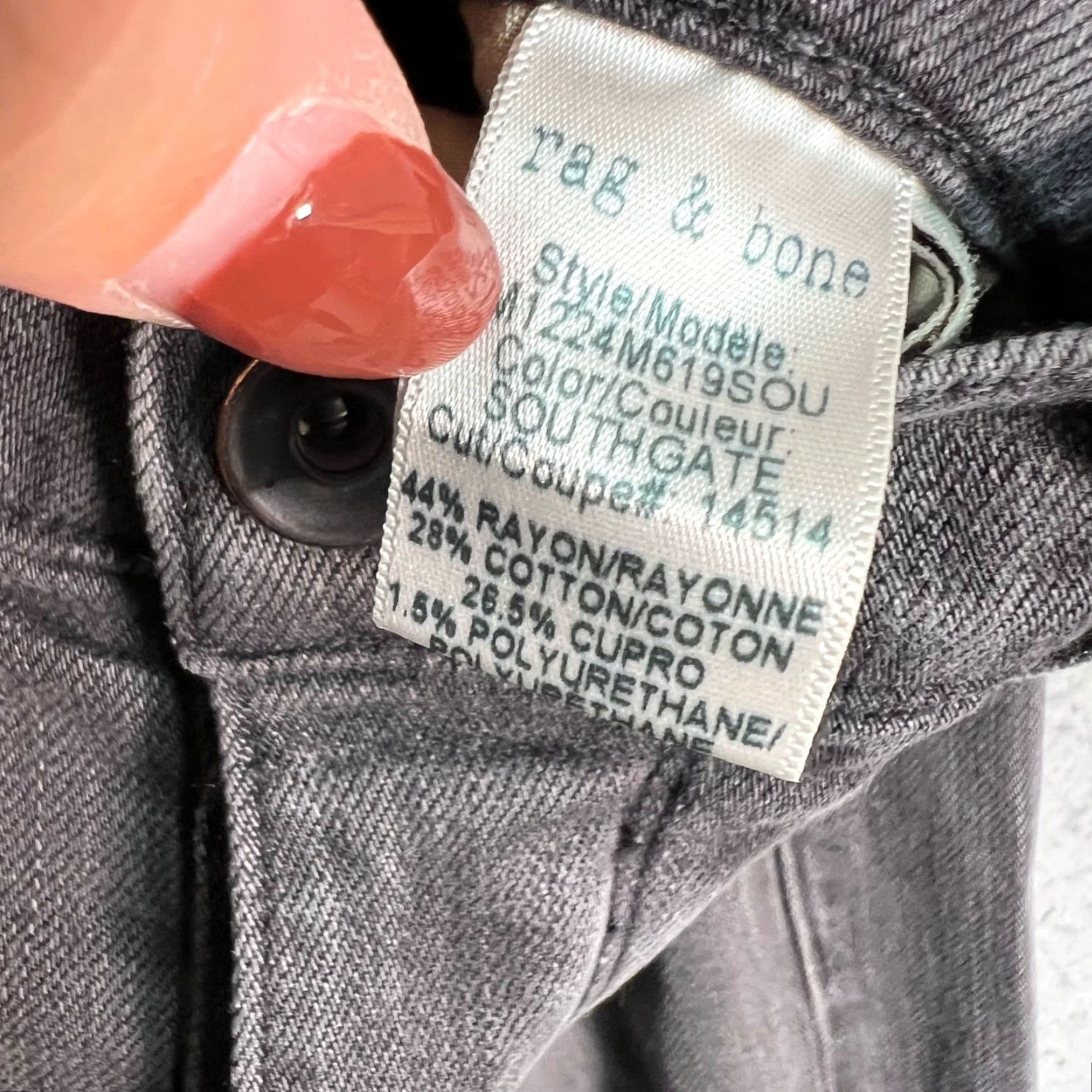 Rag & Bone VINTAGE Rag & Bone Jeans Women 31 Gray Skinny Rise Mid 31x33 Cotton Blend Size 24" / US 00 / IT 34 - 5 Thumbnail