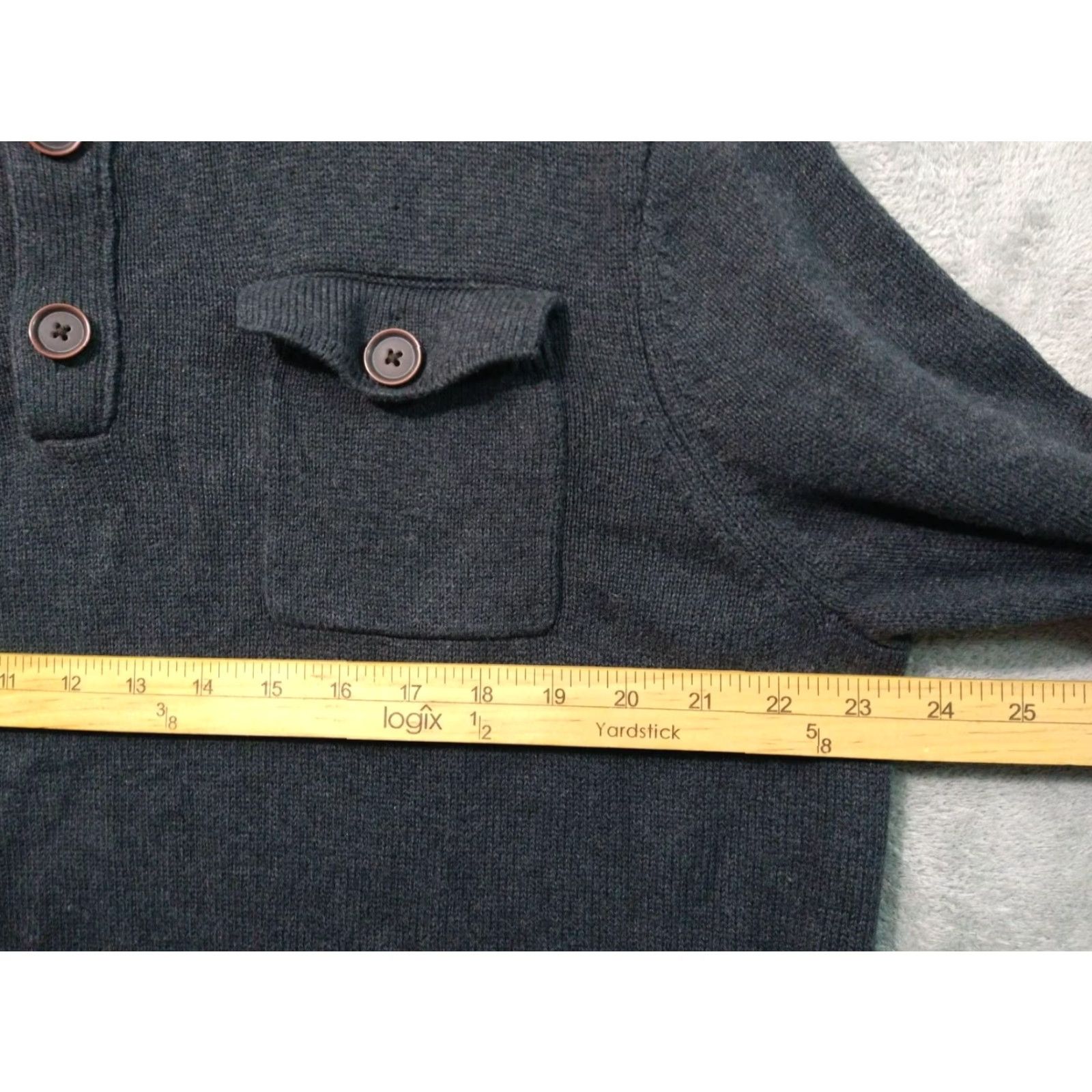 Banana Republic Banana Republic Sweater Mens XL Gray Cotton Henley Mock Neck Pockets Pullover Size US XL / EU 56 / 4 - 4 Thumbnail