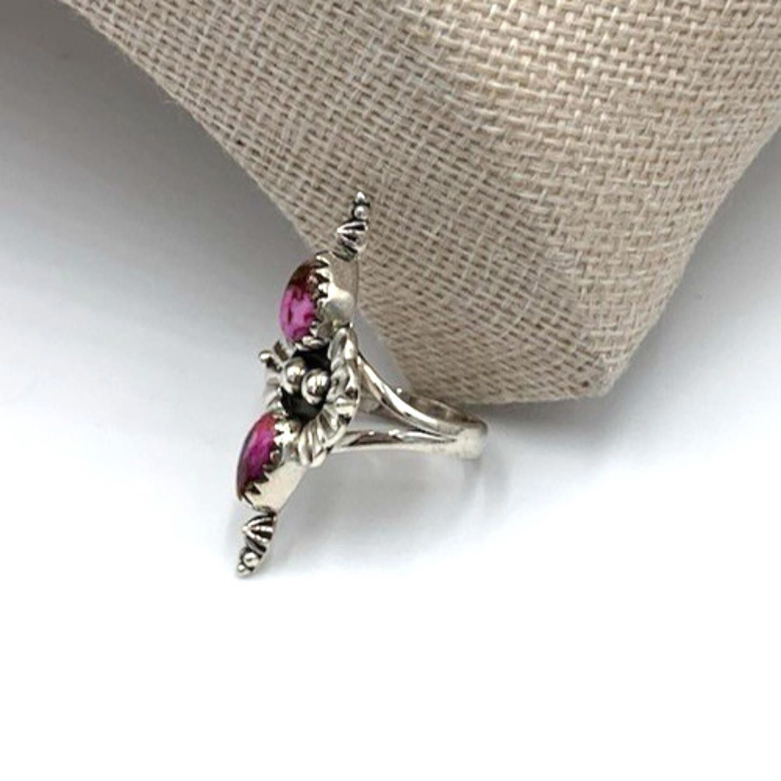 Other Native Kingman Pink Dahlia Turquoise Sterling Silver Ring Size ONE SIZE - 3 Thumbnail