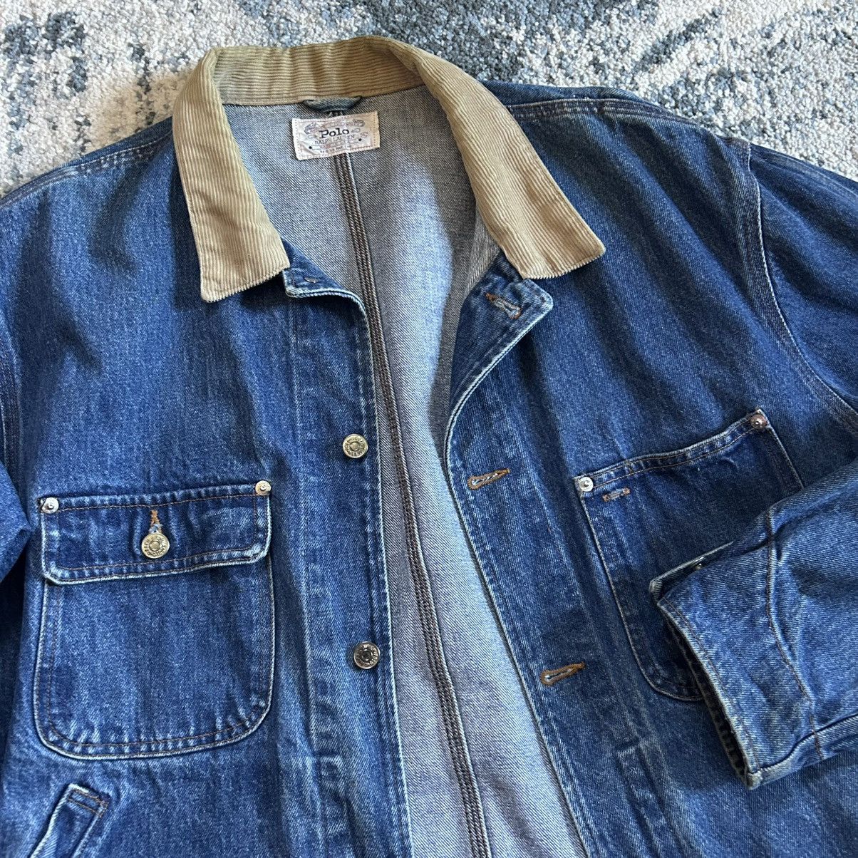 Polo Ralph Lauren 90s HEAVYWEiGHT CROPPED DARTED iNDiGO DENiM TRUCKER JACKET Size US M / EU 48-50 / 2 - 3 Thumbnail