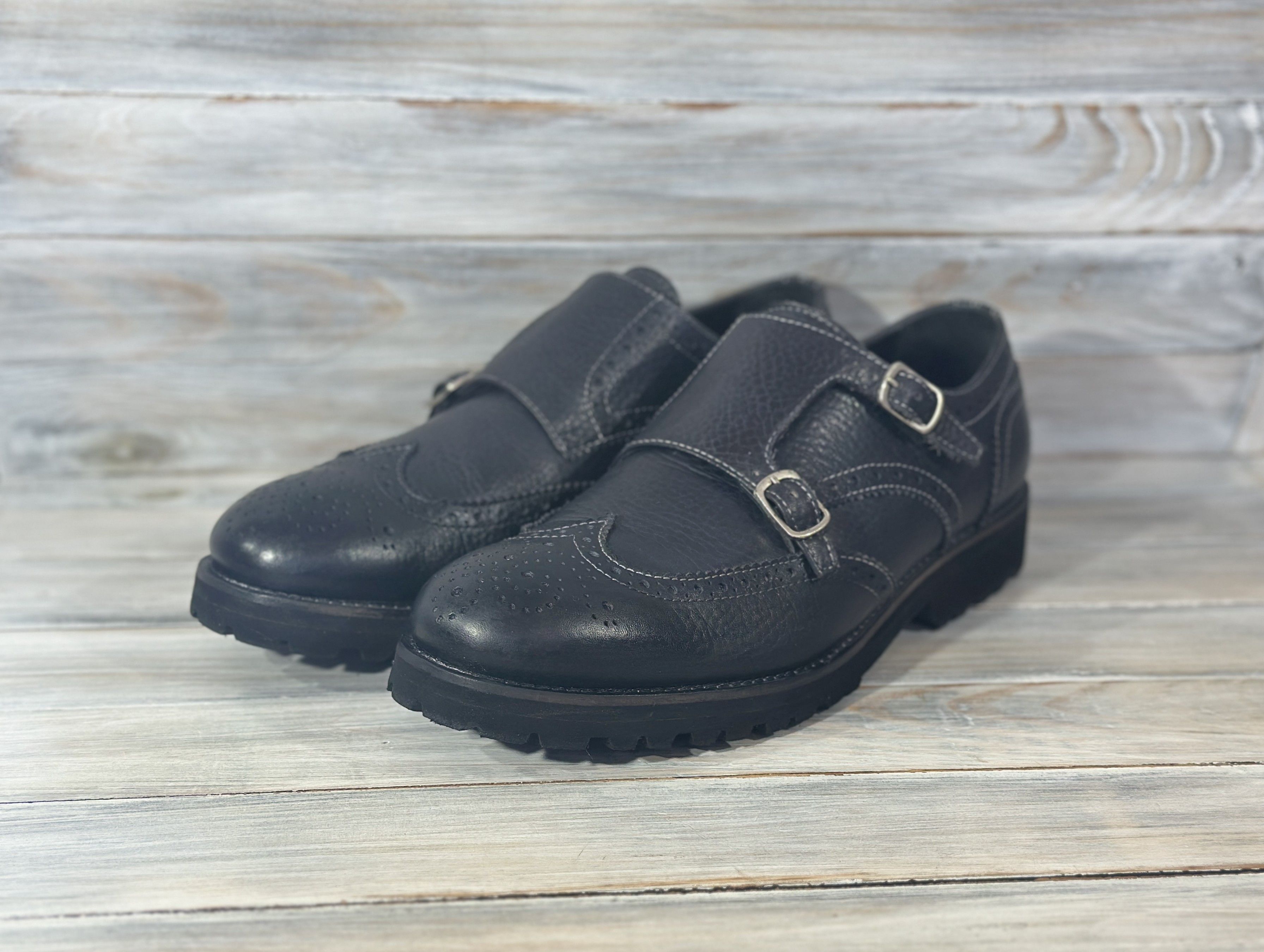 Leather JEROLD WILTON Monk Leather Shoes Made In Italy Luxury Brand Size US 9.5 / EU 42-43 - 18 Thumbnail