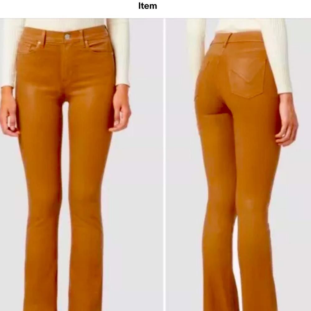 Designer HUDSON Cognac Brown Coated Long Flare Long Jeans Size 30 Size 30" / US 8 / IT 44 - 11 Thumbnail
