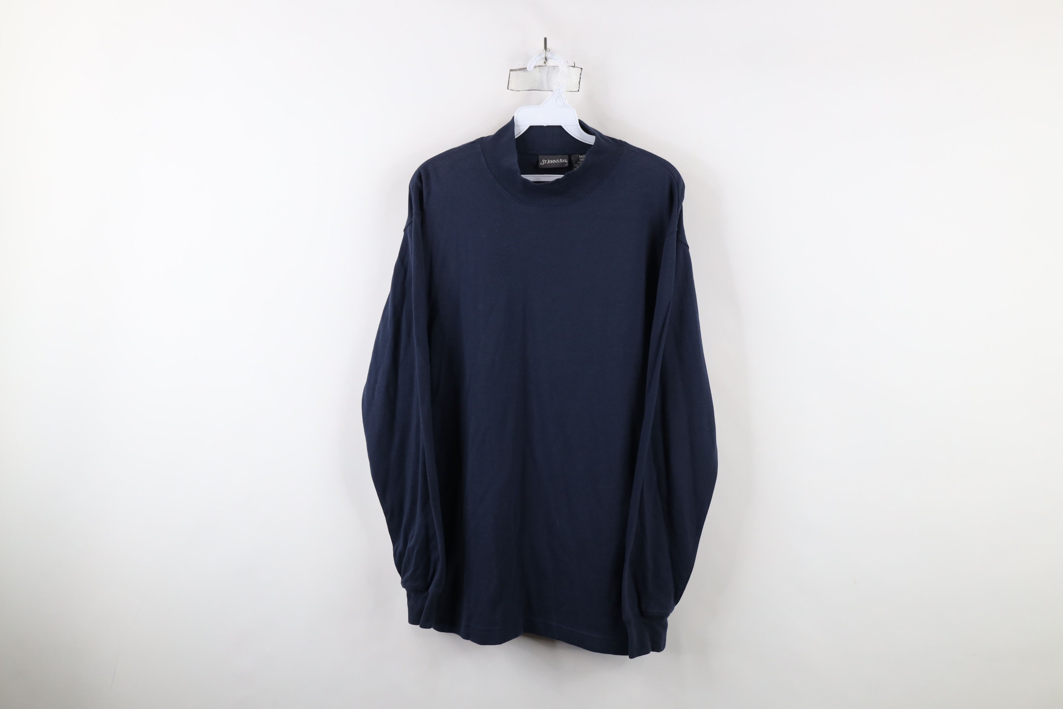 Vintage Vintage 90s Streetwear Soft Cotton Mock Neck T-Shirt Blue Size US S / EU 44-46 / 1 - 1 Thumbnail