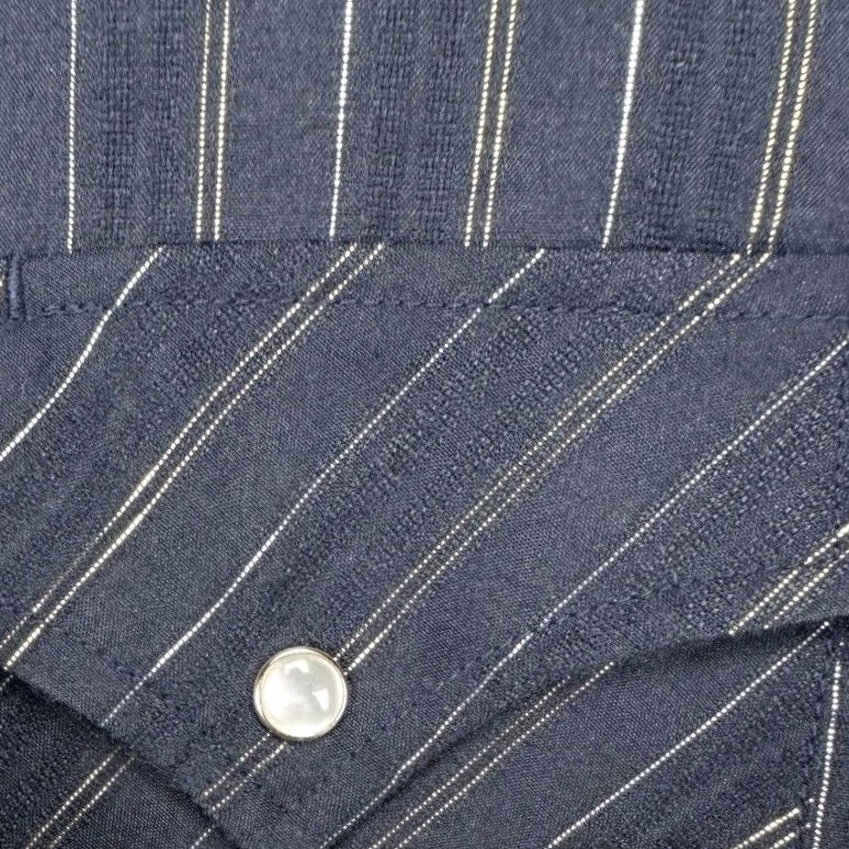 Vintage VINTAGE Elly Cattleman Shirt Mens Medium 15.5-33 Navy Dress Western Cowboy Pearl Snap Shirt Mens Medium Navy Western Pearl Snap Size 42R - 7 Thumbnail