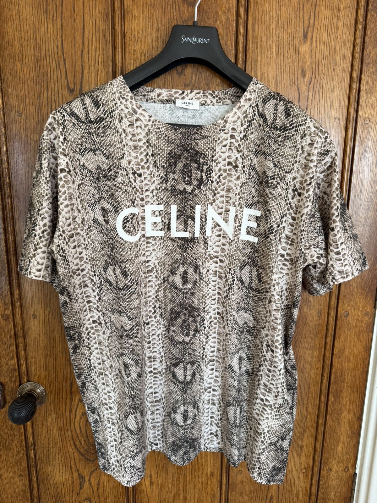 Celine Rare Celine snakeskin logo T shirt Hedi Slimane grail L BNWT Size US L / EU 52-54 / 3 - 1 Thumbnail