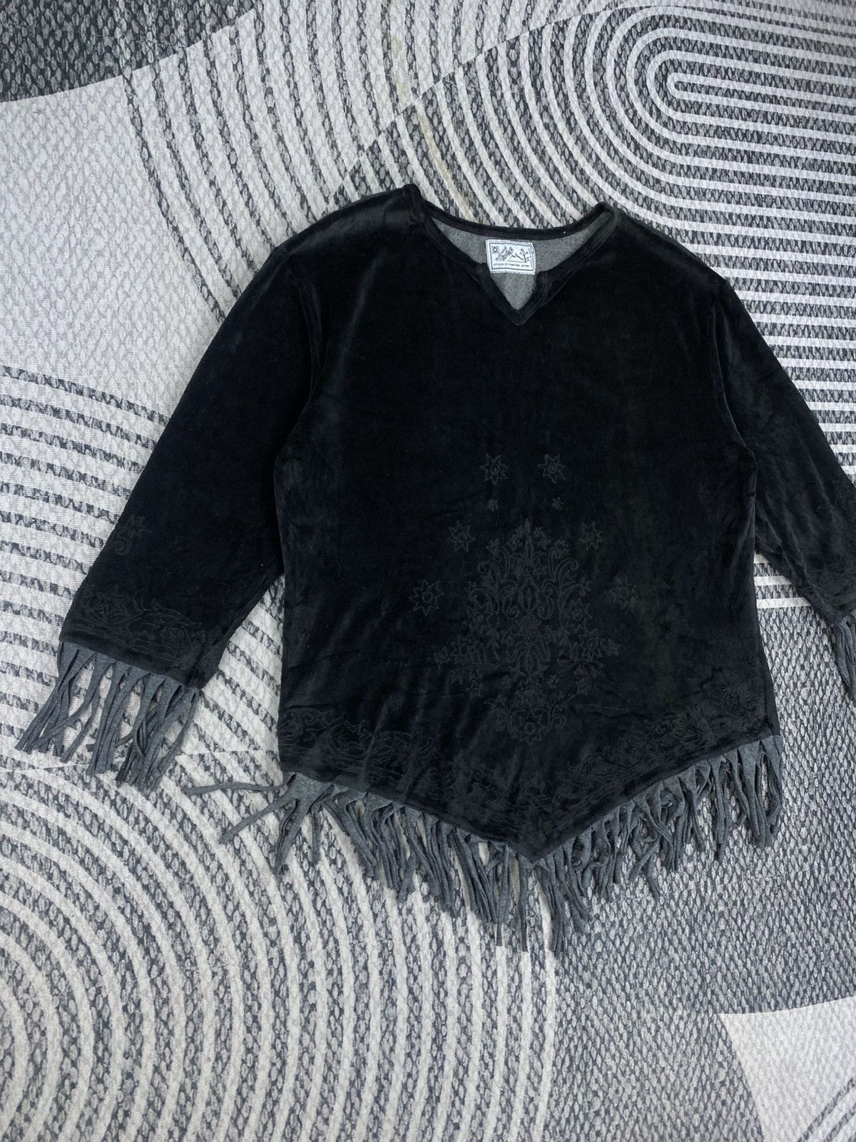 Rare Panther Vtg Panter Japan Black Velvet Poncho Style Blouse Size M / US 6-8 / IT 42-44 - 3 Thumbnail