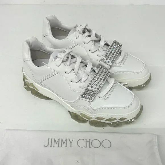 Jimmy Choo Jimmy Choo Men's White Diamond X Strap Low Sneakers - EU43 Size US 10 / EU 43 - 2 Thumbnail