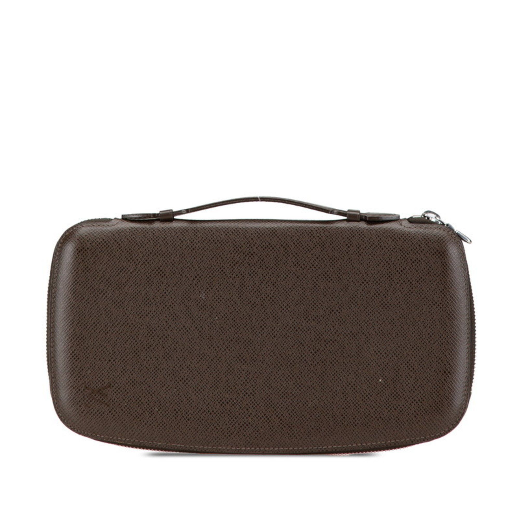Louis Vuitton Louis Vuitton Taiga Organizer Atoll Long Wallet Round Travel Case M30658 Grisli Brown Leather PVC Men's LOUIS VUITTON Size ONE SIZE - 1 Thumbnail