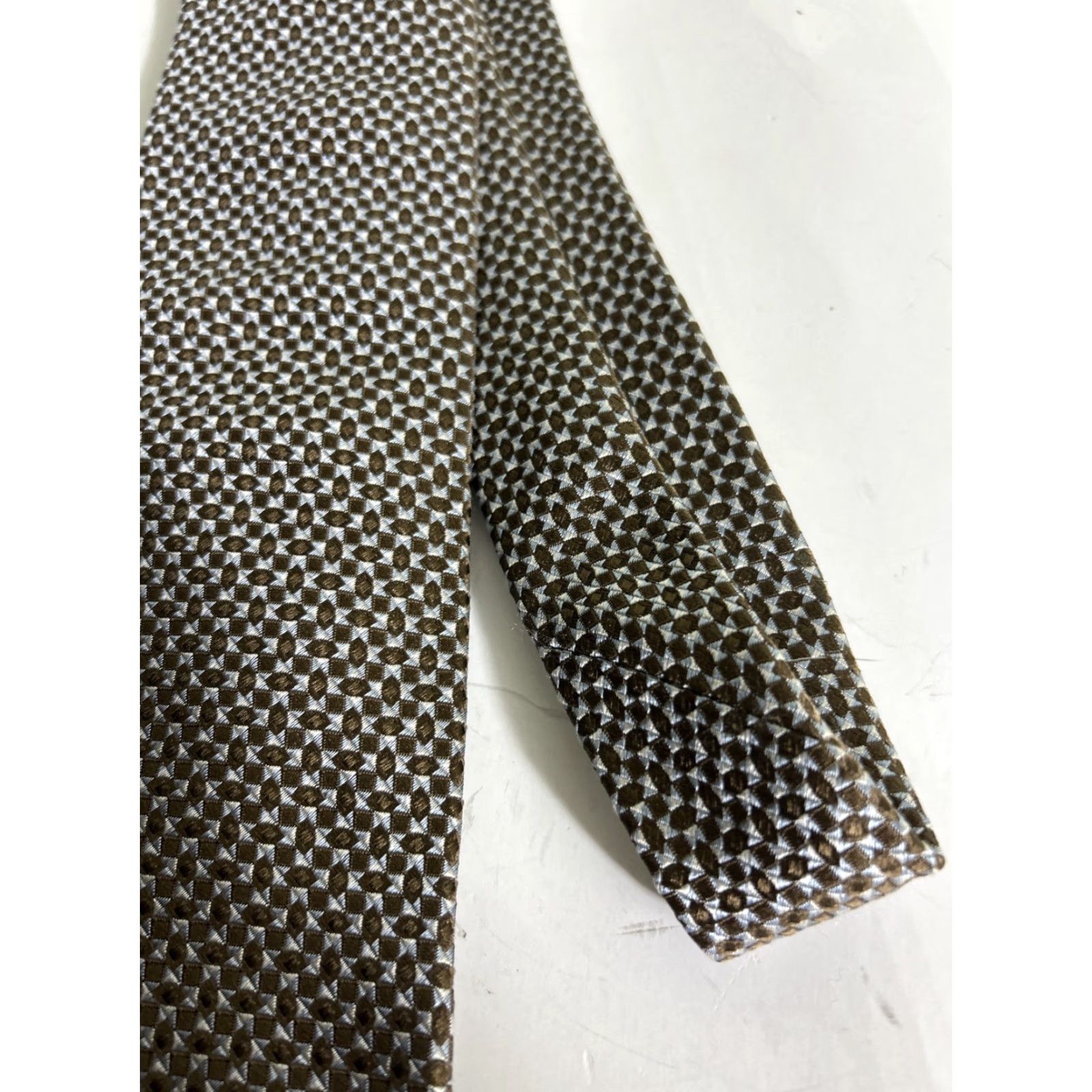 Hugo Boss HUGO BOSS Necktie Blue Brown Geometric Design Viscose Acetate Men Tie Size ONE SIZE - 3 Thumbnail