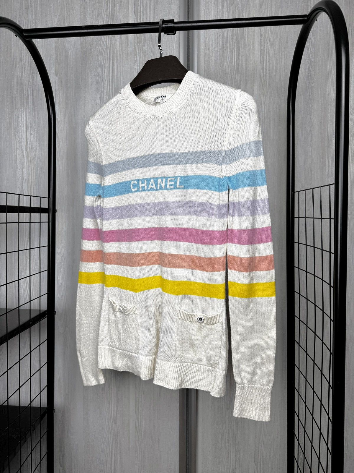 Chanel CHANEL 19c "La Pausa" Striped Multi Cashmere sweater Jumper Size XS / US 0-2 / IT 36-38 - 7 Thumbnail