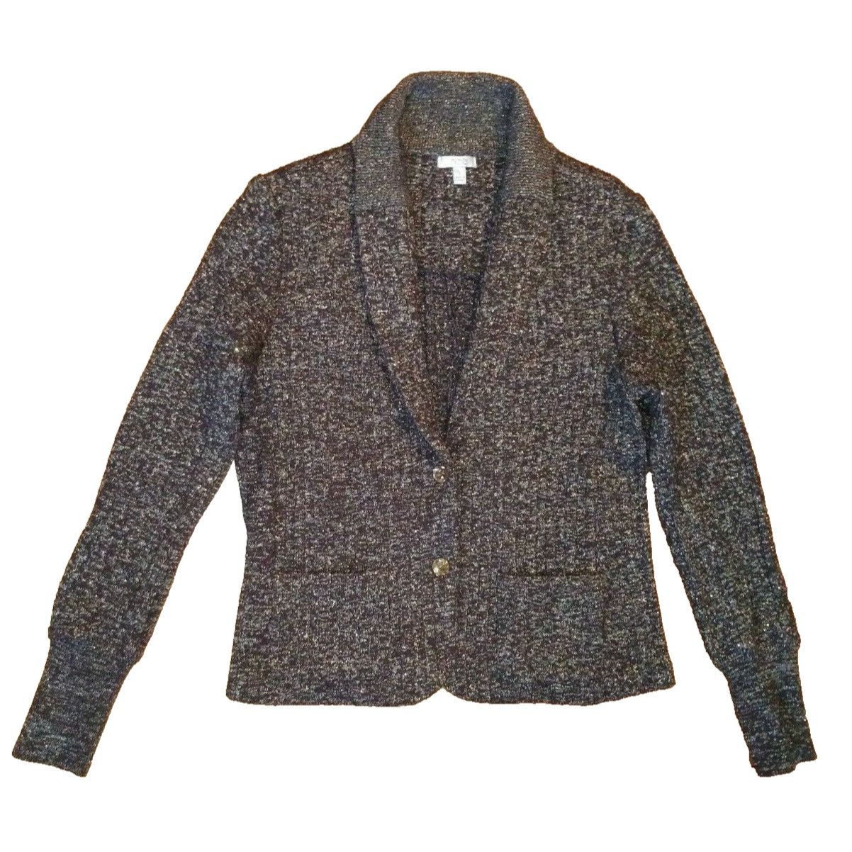 Designer Womens CACHE SWEATER Cardigan Sz L Brown Sparkle Button-up P Size L / US 10 / IT 46 - 1 Thumbnail
