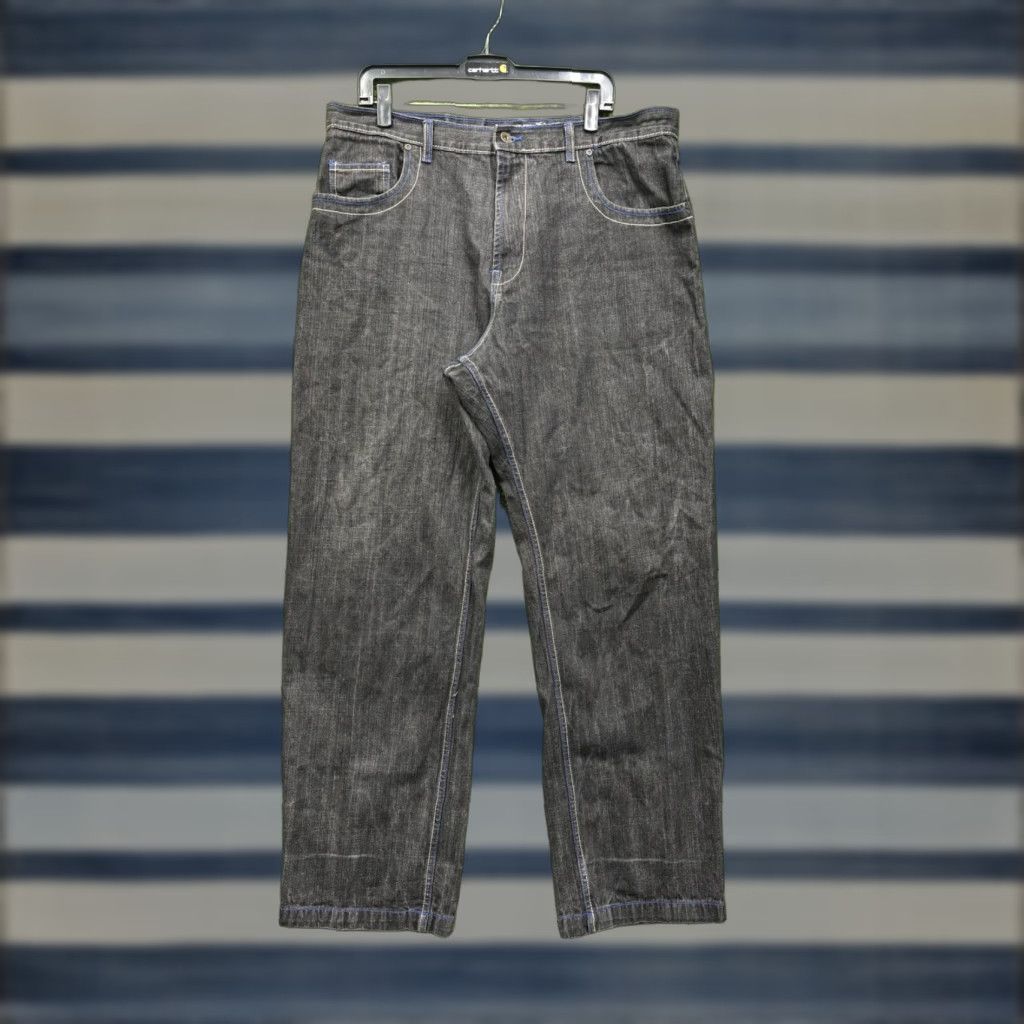 Express VINTAGE Brooklyn XPRESS Jeans Mens 40x34 Dark Wash Black Denim Grunge 5-Pocket Straight Baggy Zip Fly Stonewash Size US 40 / EU 56 - 1 Thumbnail
