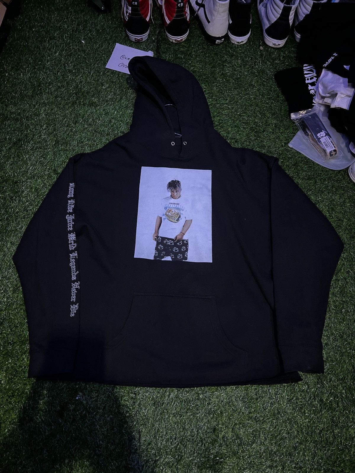 image of 999 Club x Revenge Juice Wrld Photo Hoodie in Black, Men's (Size 2XL)